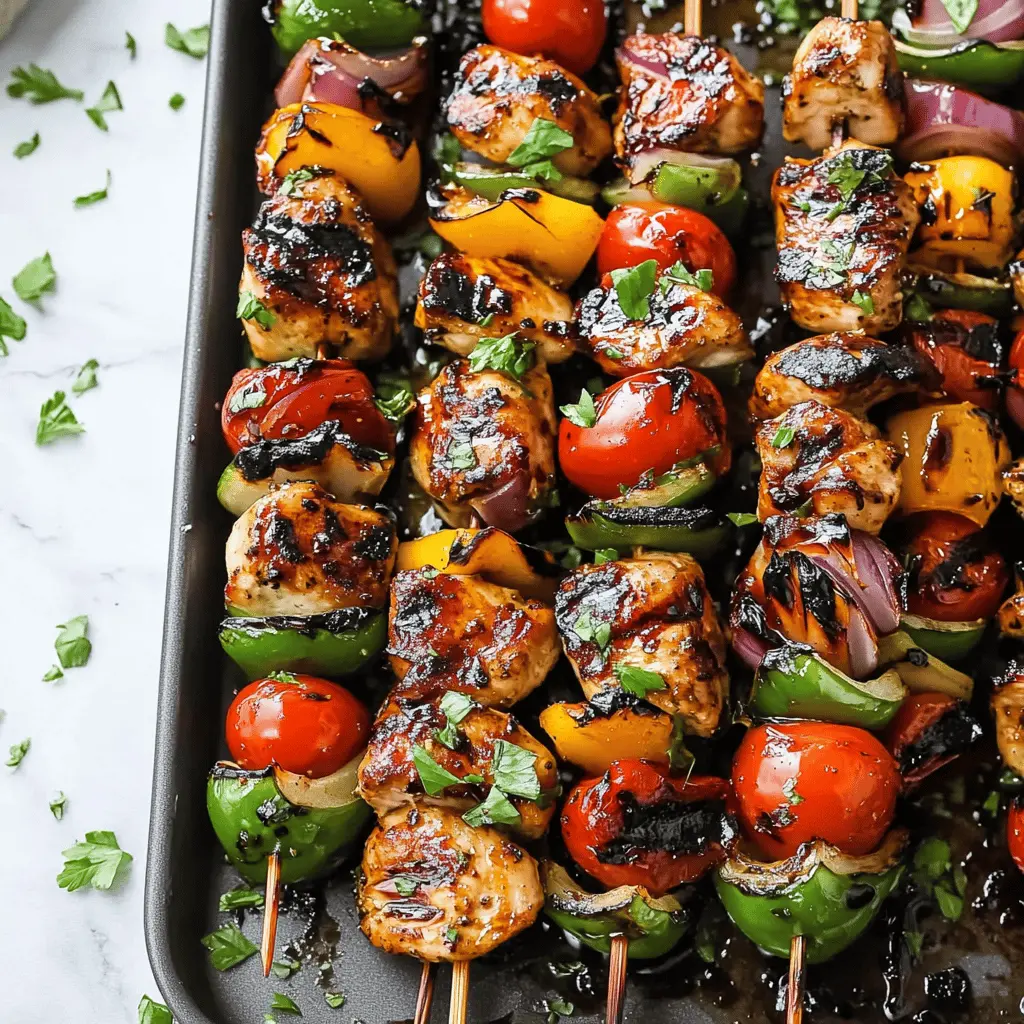 Get ready for a flavor explosion with these Balsamic Grilled Chicken Kabobs! Juicy, tender chicken marinated in a tangy balsamic dressing, paired with colorful veggies for a perfect summer meal. Ideal for BBQs or weeknight dinners, these kabobs are quick to prepare and sure to impress your family and friends. Save this recipe for your next grilling adventure!