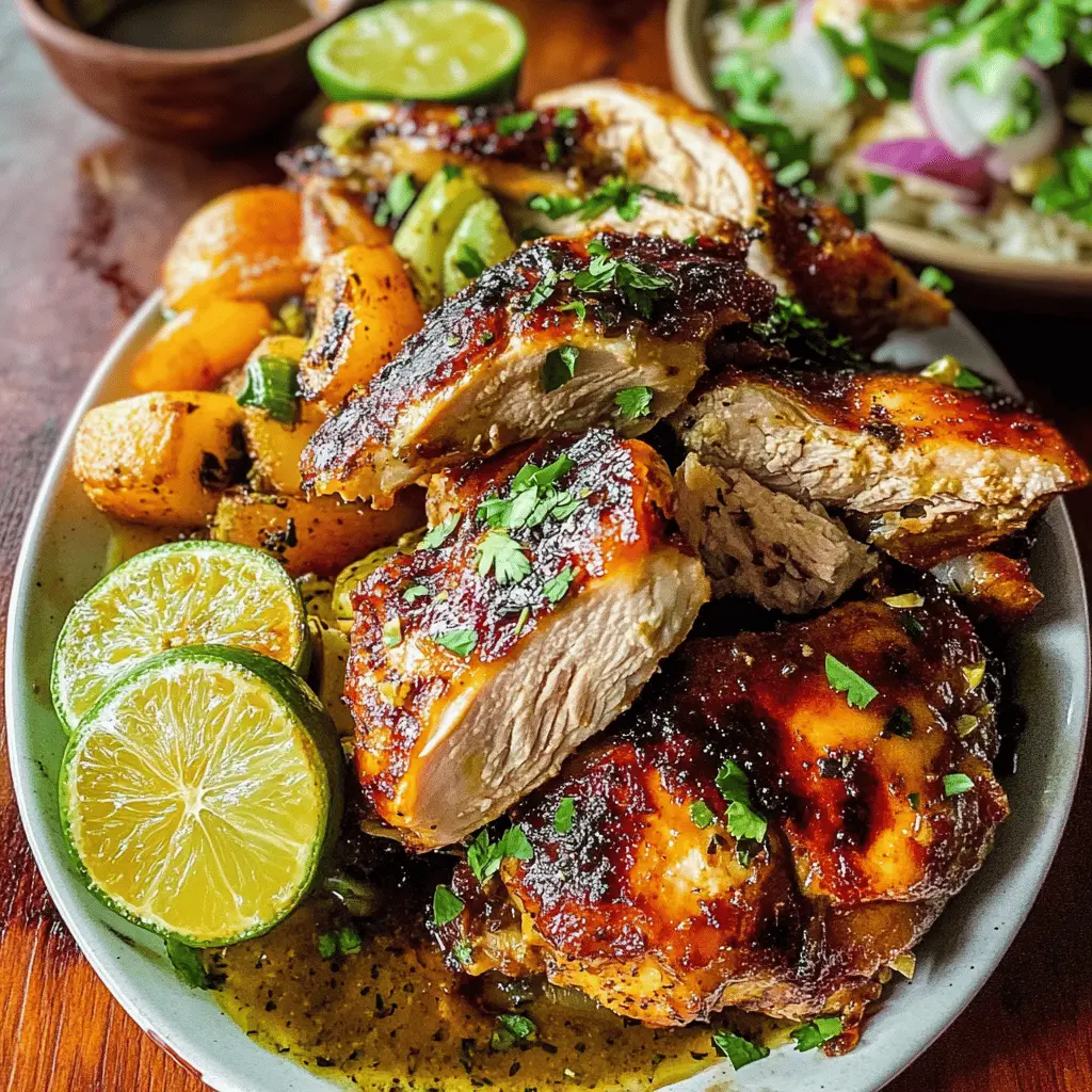 This Cuban Mojo Chicken is a flavorful delight that features tender chicken marinated in a vibrant blend of citrus and garlic. With a zesty kick from fresh herbs, it's perfect for a weeknight dinner or an outdoor barbecue. Don't miss out on this easy and delicious recipe—save it now to impress your family and friends at your next gathering!