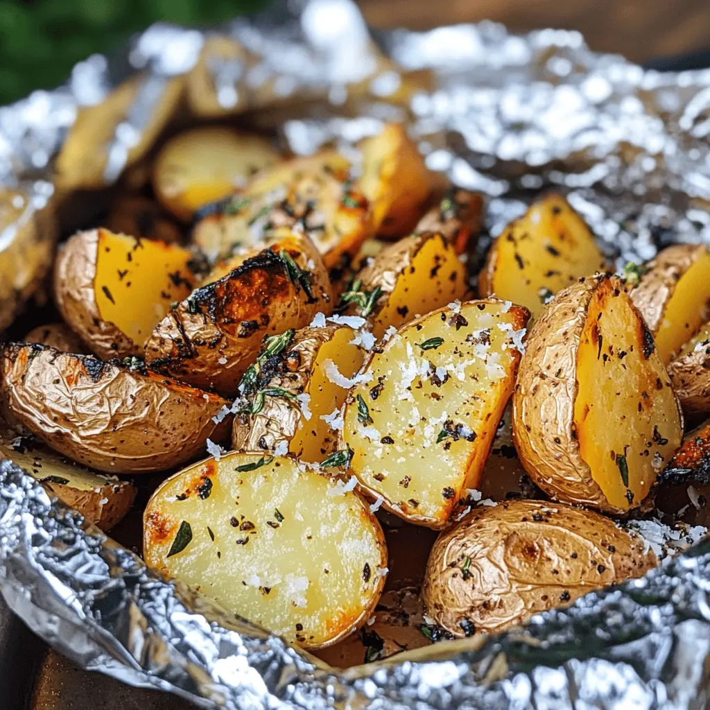 Get ready to enjoy these Garlic Herb Grilled Potatoes in Foil! Perfectly seasoned with garlic and fresh herbs, these little packets of goodness are a fantastic side for any BBQ or picnic. They're easy to prepare and cleanup is a breeze! Save this recipe for your next outdoor gathering and treat your friends and family to this flavorful dish.