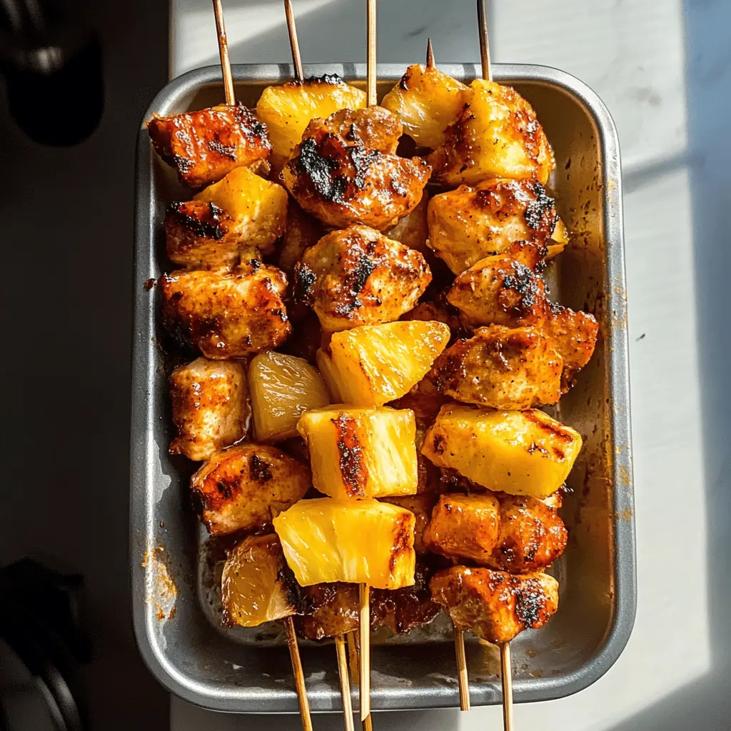 These Pineapple Chicken Kabobs bring a taste of the tropics right to your grill! Juicy chicken pieces are perfectly marinated and paired with sweet pineapple chunks for a delightful balance of flavors. Perfect for summer barbecues or family dinners, don’t miss out on this tasty recipe! Save it now and be ready for your next grilling adventure!