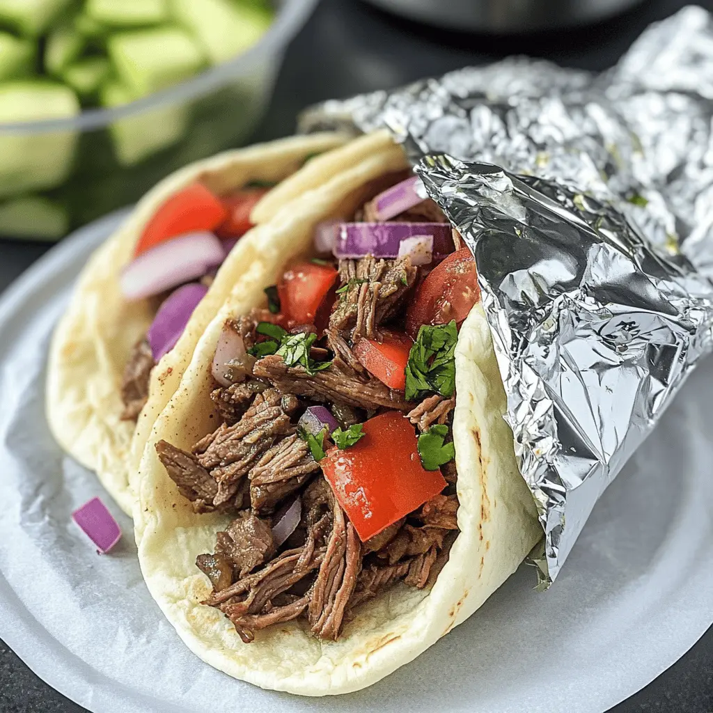 Transform dinner with these Slow Cooker Beef Gyros! Juicy, tender beef infused with aromatic spices creates a delicious filling for warm pita bread. Perfect for busy weeknights, this recipe is a crowd-pleaser. Save this pin for easy meal prep and serve at family gatherings or quick dinners on the go!