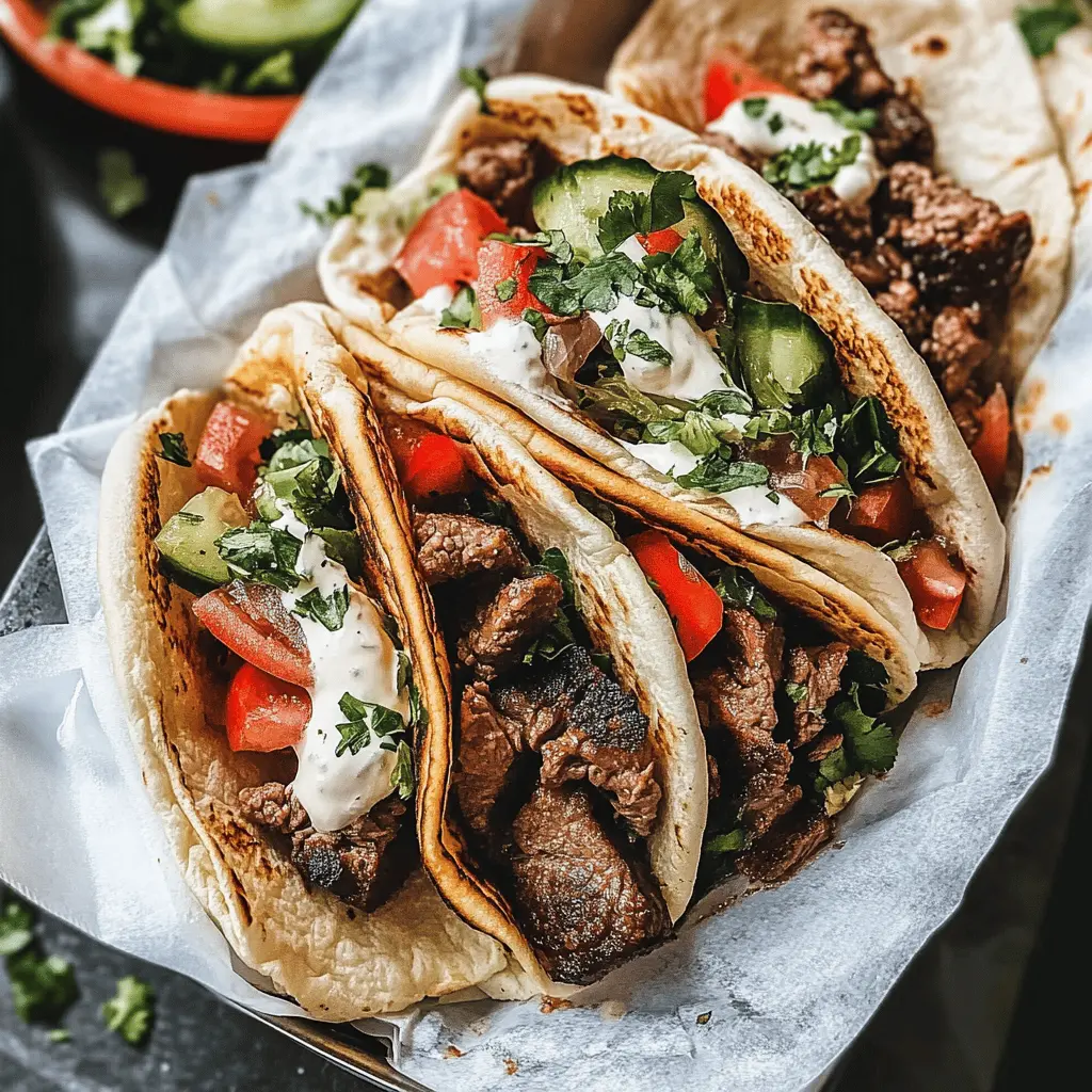 Juicy beef gyros are a flavorful journey to the streets of Greece! This easy-to-follow recipe features tender marinated beef, fresh veggies, and a creamy tzatziki sauce, all wrapped in warm pita bread. Perfect for a quick lunch or a fun dinner night at home. Save this mouthwatering dish to impress your friends and family!