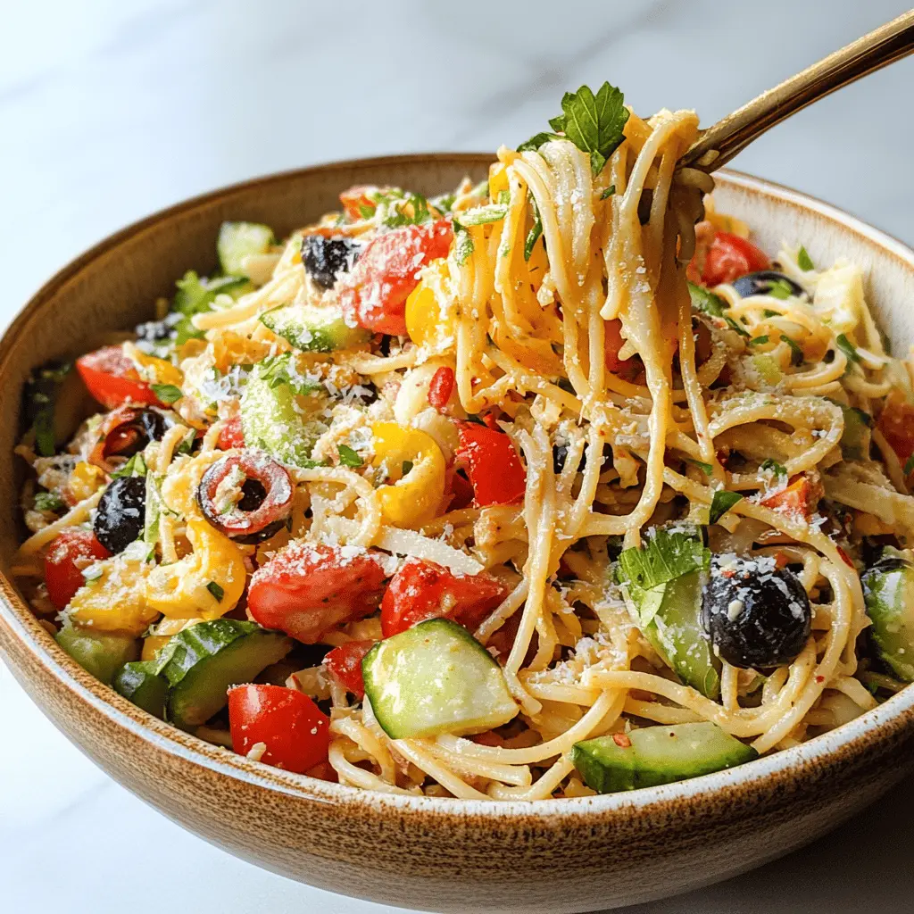 Brighten up your meal with this refreshing California Spaghetti Salad! Packed with colorful veggies, zesty Italian dressing, and a delightful mix of flavors, it’s perfect for picnics or quick weeknight dinners. Save this recipe to impress your friends and family at your next gathering!