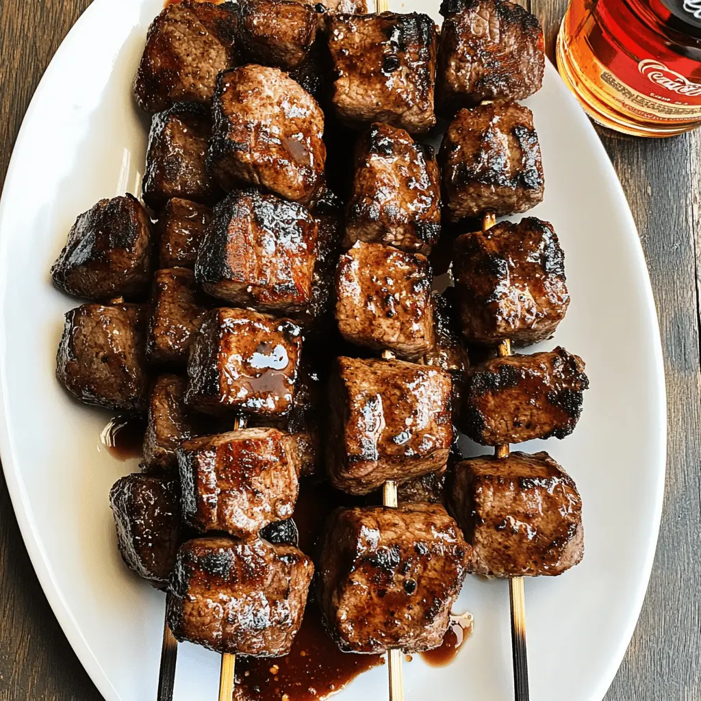Fire up your grill for these Bourbon and Coke Steak Kabobs! Juicy steak marinated in a delightful blend of bourbon and cola, paired with fresh veggies for a mouthwatering twist. Perfect for summer BBQs, meal prep, or a fun dinner idea. Save this recipe for an easy, flavorful dish that everyone will love!