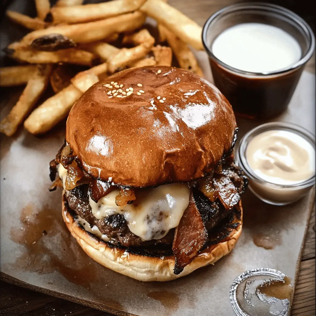 Get ready to treat your taste buds with this mouthwatering Irish Pub Burger! Featuring juicy beef, melted cheese, and a special whiskey sauce, this burger is perfect for your next gathering or a cozy night in. Ideal for family dinners or game day, don’t forget to save this recipe for an unforgettable meal your friends will love! 🍔✨