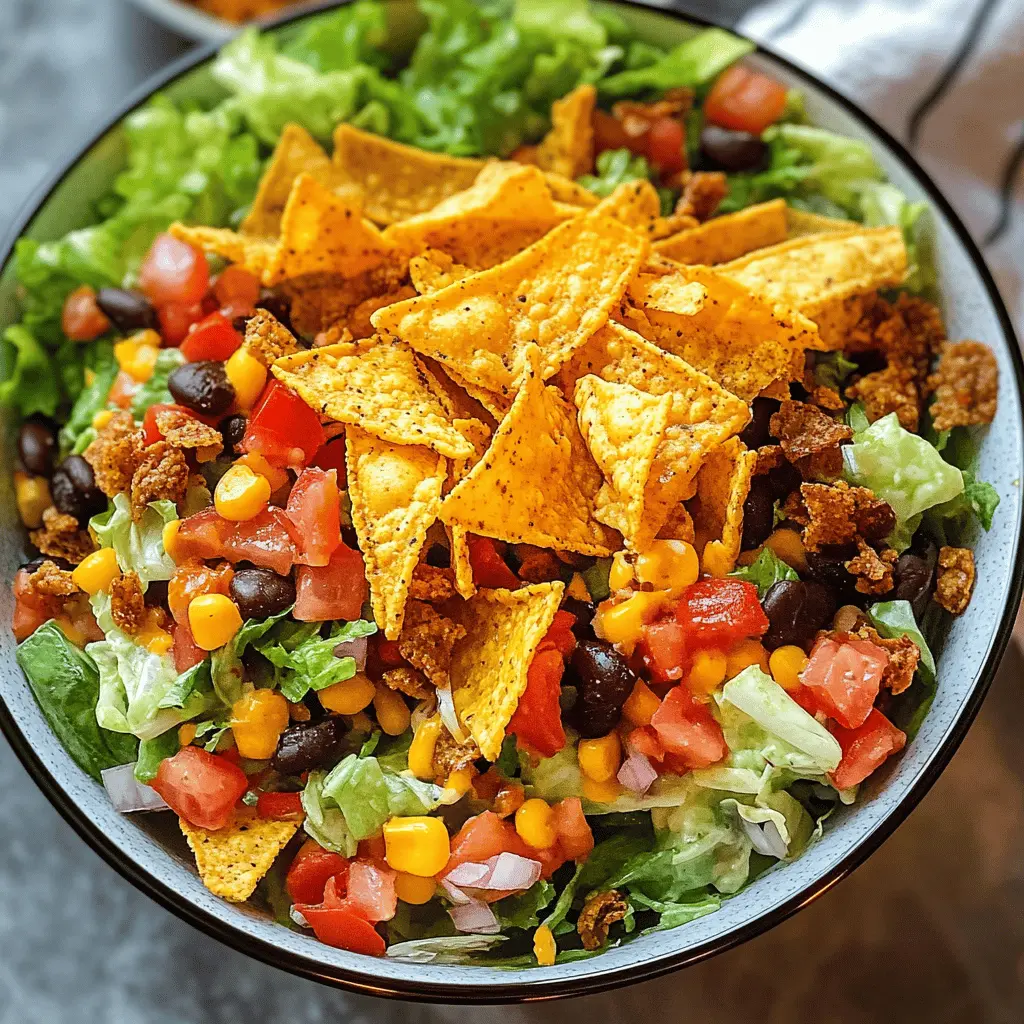 This Doritos Taco Salad is a fun and tasty twist on a classic dish! With layers of seasoned ground beef, fresh veggies, and crunchy Doritos, it's a crowd-pleaser for any gathering. Perfect for game day or a casual dinner, this salad is quick to prepare and sure to impress. Don't forget to save this recipe for your next get-together!