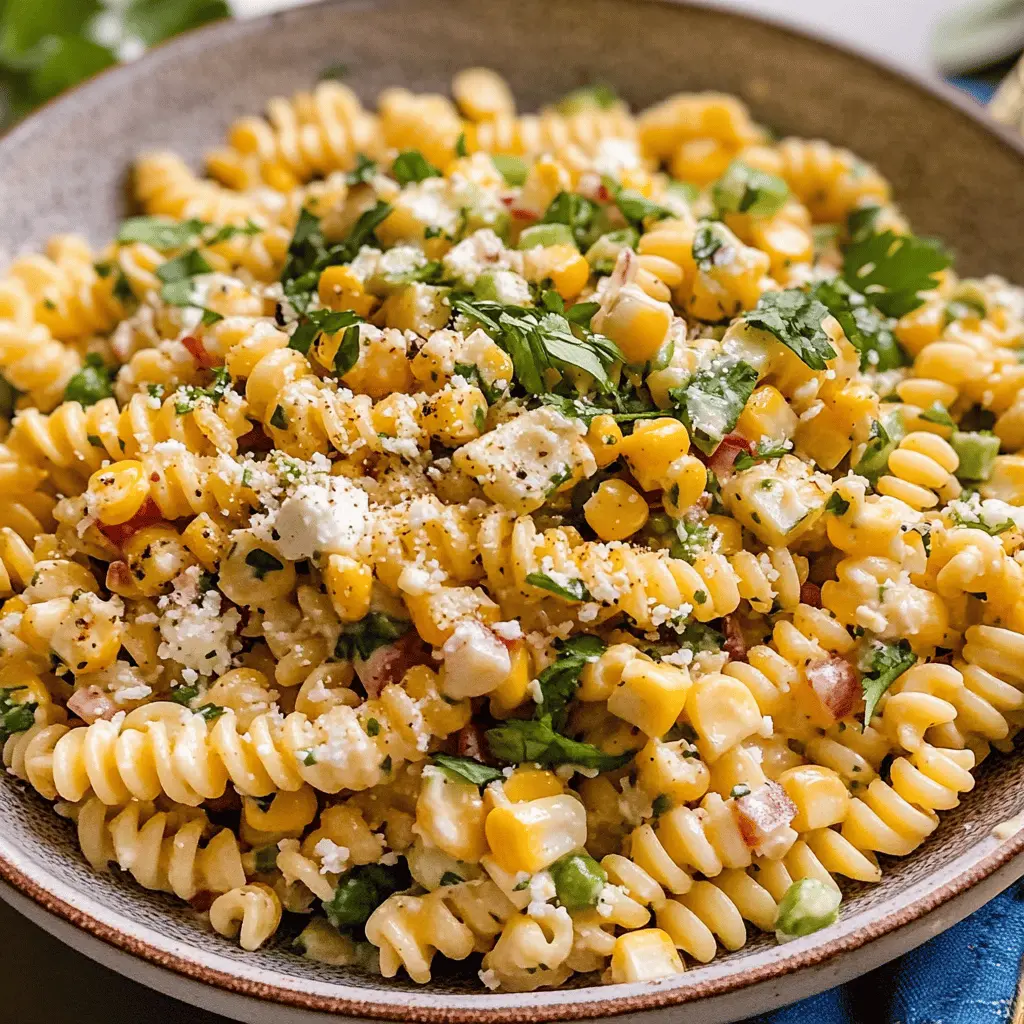 This Easy Mexican Street Corn Pasta Salad combines vibrant flavors of fresh corn, lime, and spices for a delightful dish! Perfect for summer gatherings or potlucks, this salad features creamy dressing and a hint of chili that everyone will love. Save this pin for your next barbecue or picnic and impress your friends with this colorful, tasty dish!
