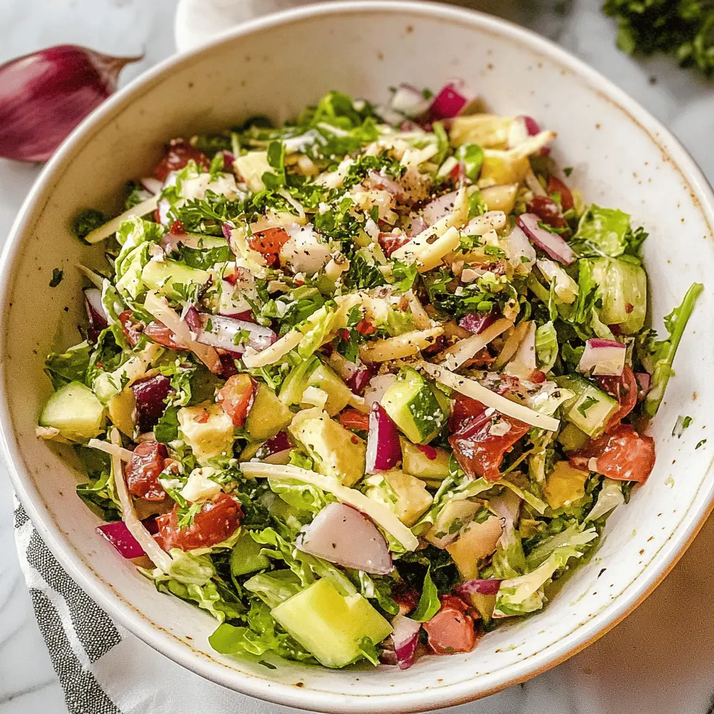 Fresh and colorful, this La Scala Chopped Salad is the perfect blend of crunchy veggies, savory cheeses, and zesty dressing! Packed with crisp lettuce, tomatoes, olives, and fresh herbs, it’s a satisfying dish for any occasion. Save this recipe to create a refreshing salad that’s sure to impress your friends and family at your next gathering!