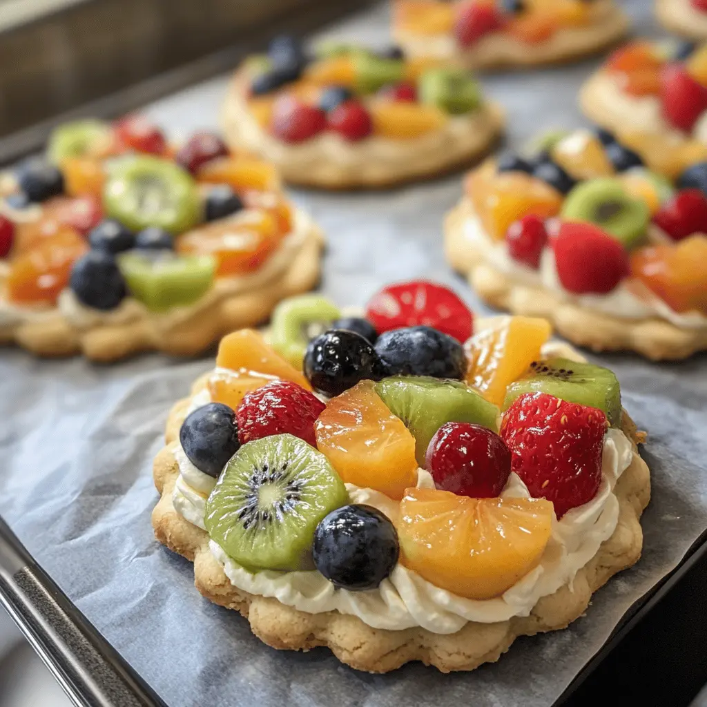 Looking for a fun twist on dessert? Try these delicious Fruit Pizza Cookies! These soft, chewy cookies are topped with cream cheese frosting and a colorful variety of fresh fruits. Perfect for parties, picnics, or just a sweet snack at home. Save this recipe to bring joy to your next gathering!