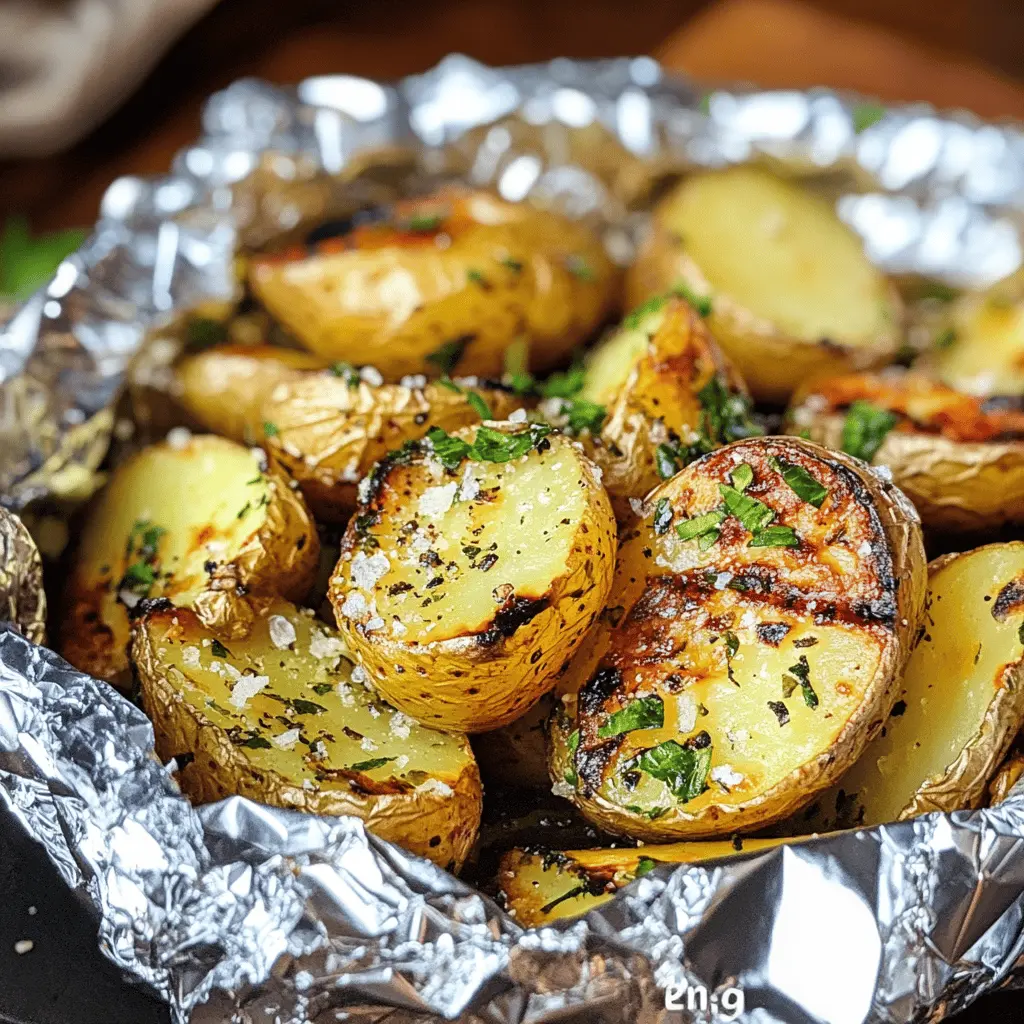 Get ready to enjoy these Garlic Herb Grilled Potatoes in Foil! Bursting with flavors from fresh herbs and garlic, this easy side dish is perfect for summer barbecues or family gatherings. Just toss your potatoes with delicious herbs, wrap them in foil, and throw them on the grill for a hassle-free savory treat. Save this recipe for your next cookout!