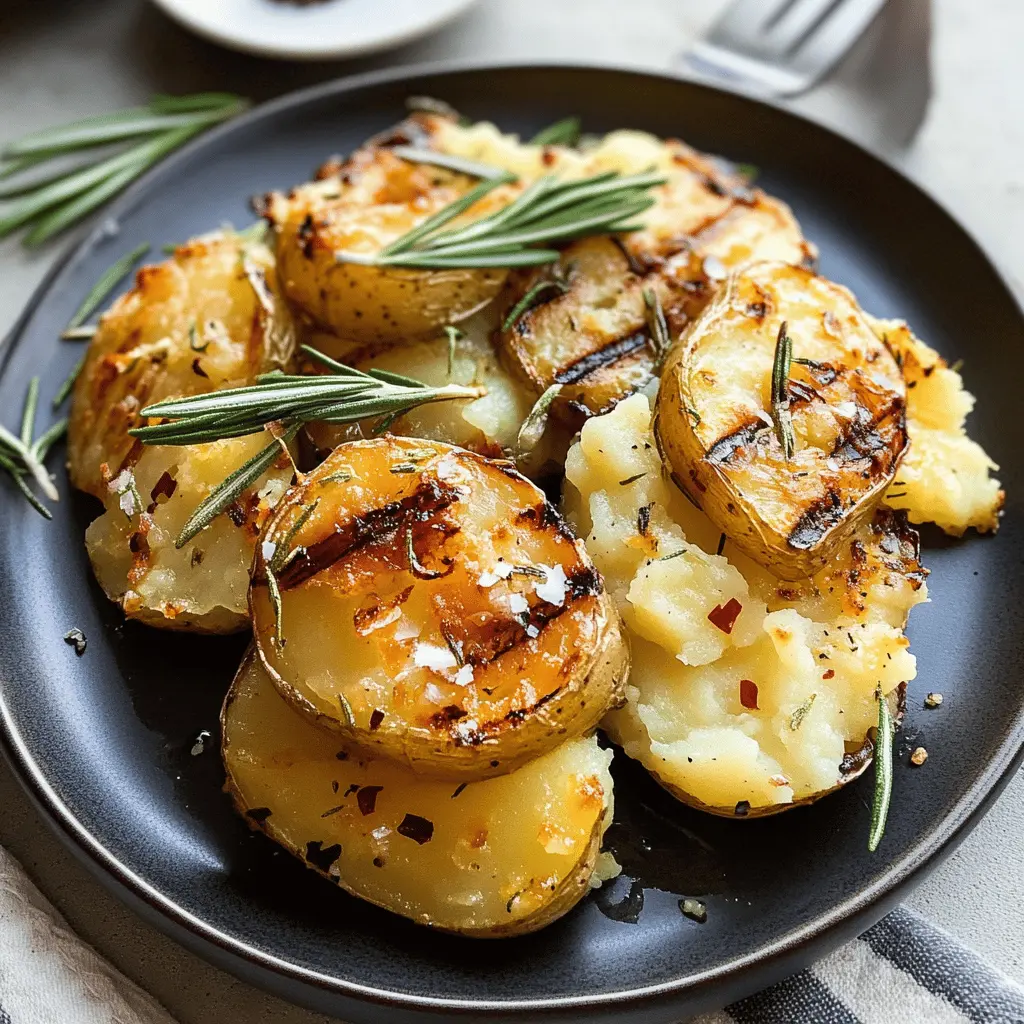 Get ready to enjoy the ultimate side dish! These Grilled Garlic Rosemary Smashed Potatoes are crispy on the outside and fluffy on the inside, packed with bold garlic and aromatic rosemary. Perfect for summer barbecues or cozy family dinners. Don’t forget to save this recipe for your next grill night! 🍽️✨