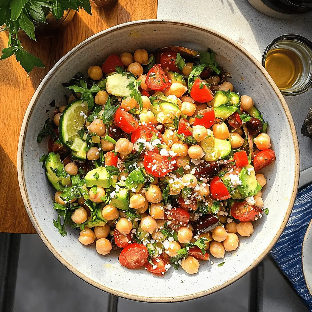 Brighten up your lunch with this refreshing Mediterranean Chickpea Salad! Packed with colorful veggies, protein-rich chickpeas, and zesty lemon dressing, it's perfect for meal prep or a quick light meal. This salad not only delights your taste buds but also fills you with nutrients. Save this recipe for your next gathering or a healthy weeknight dinner!