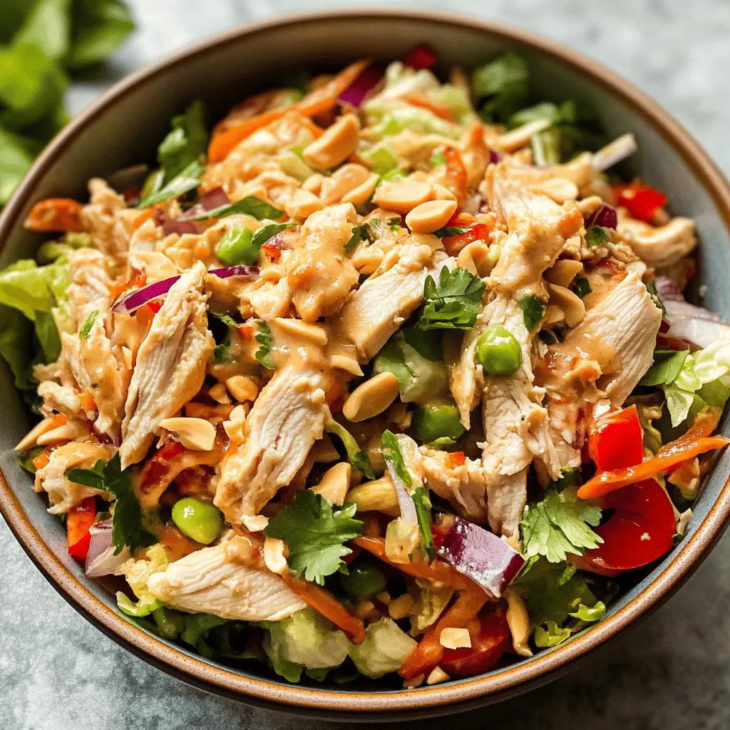 Easy Thai Chicken Salad with Creamy Peanut Dressing