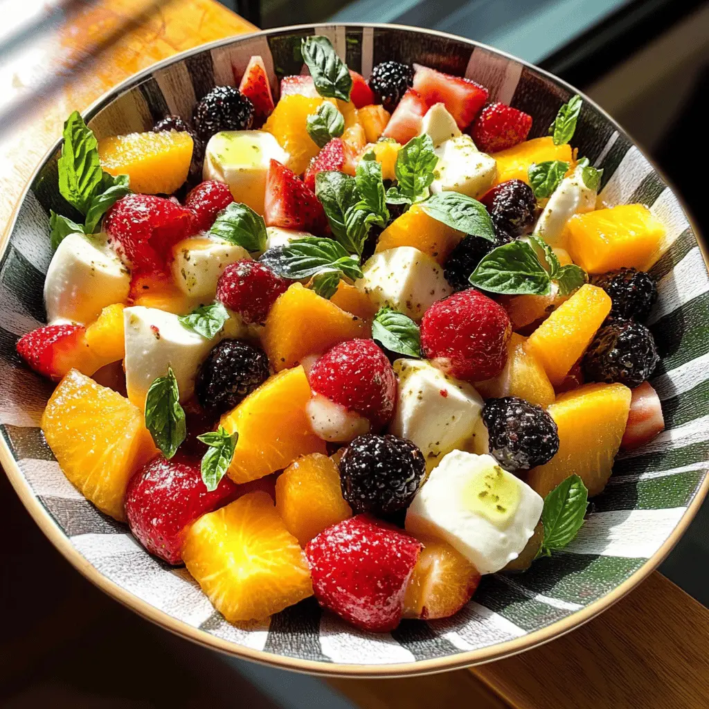 Easy Summer Fruit Caprese Salad with Fresh Mozzarella