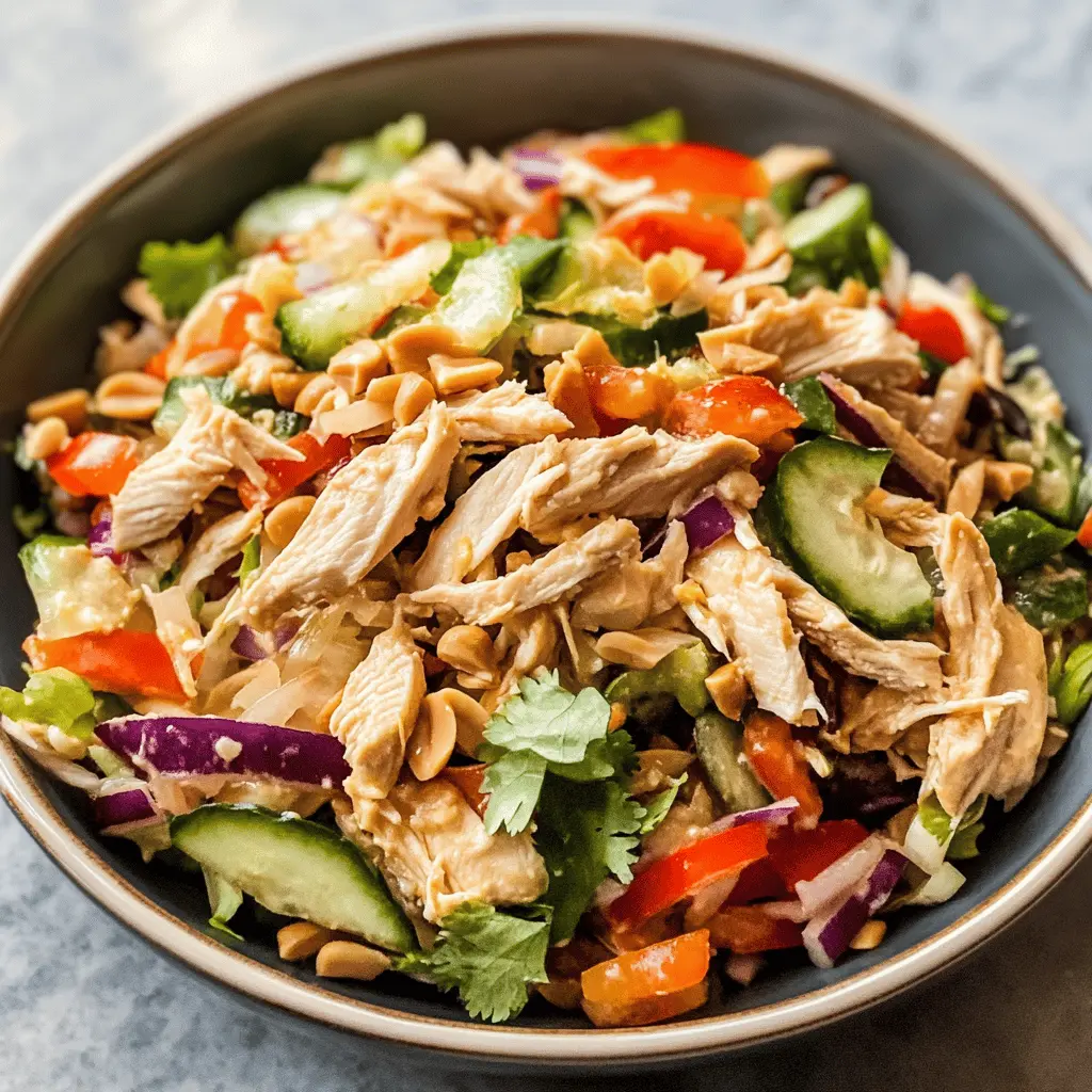 Easy Thai Chicken Salad with Creamy Peanut Dressing