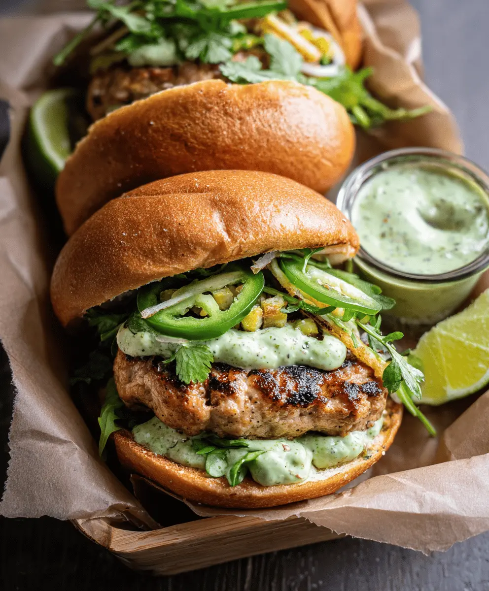 Easy Honey Jalapeño Turkey Burgers with Creamy Avocado Sauce
