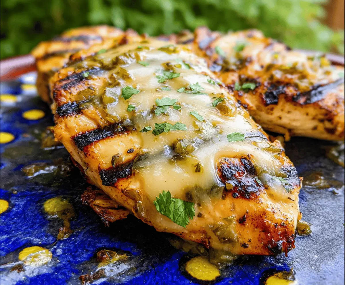 Cheesy Salsa Verde Pepper Jack Grilled Chicken