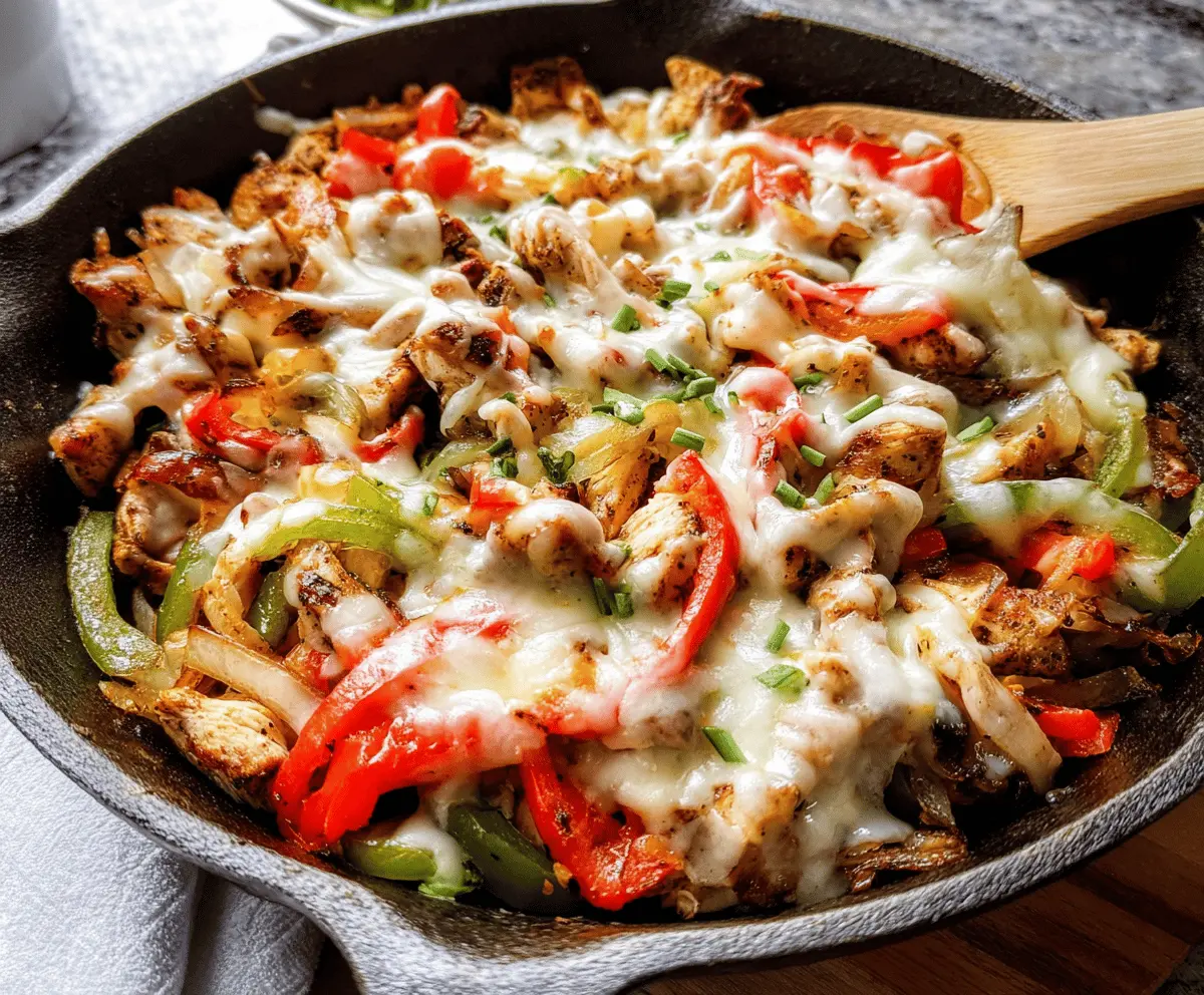 Easy Cheesy Chicken Cheesesteak Skillet