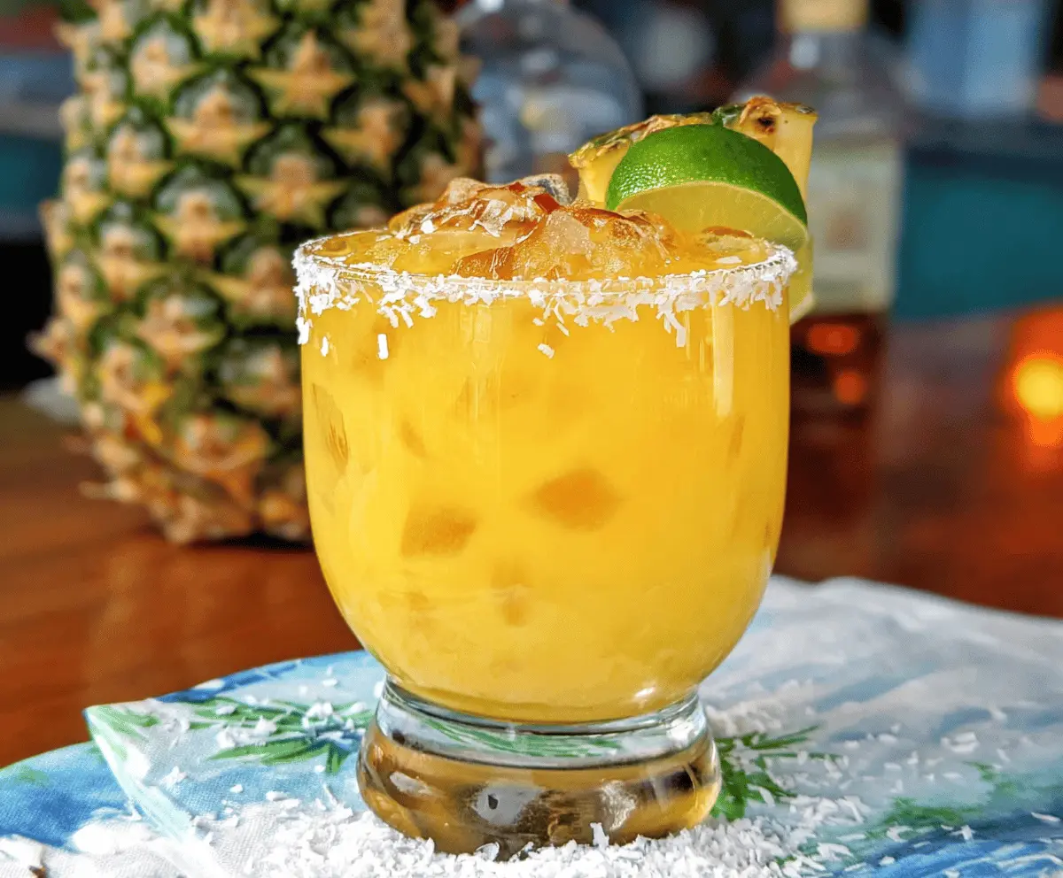 Tropical Hawaiian Margarita With Pineapple & Coconut