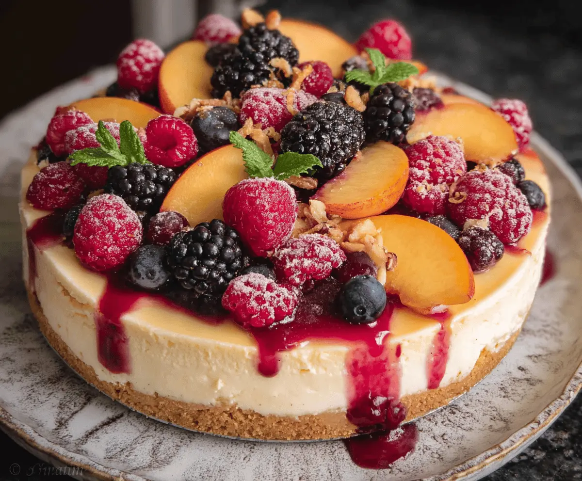 Fresh Summer Berry and Peach Cheesecake Recipe