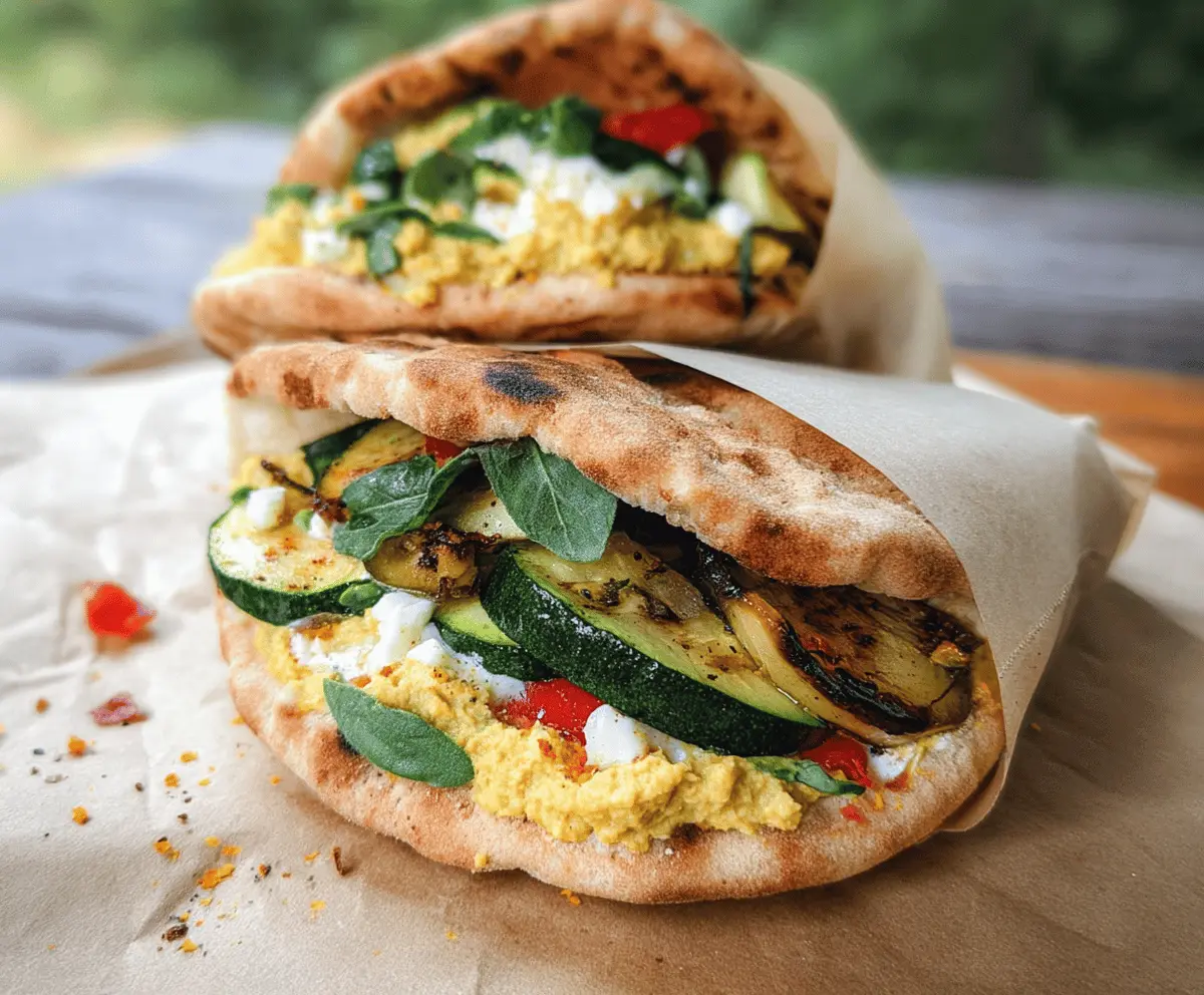 Healthy Zucchini Hummus Pita Sandwiches