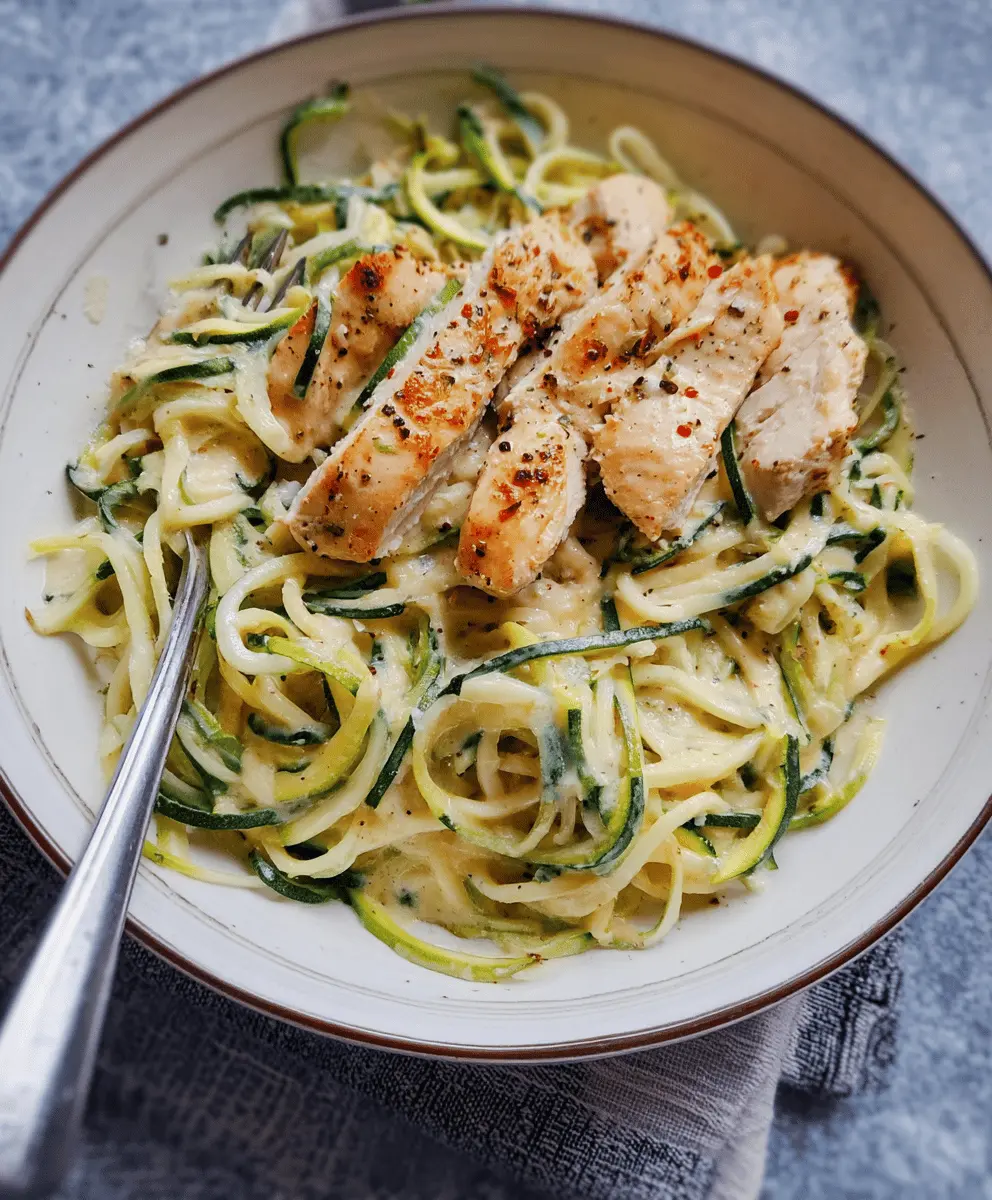 Creamy Zucchini Noodle Chicken Alfredo Recipe