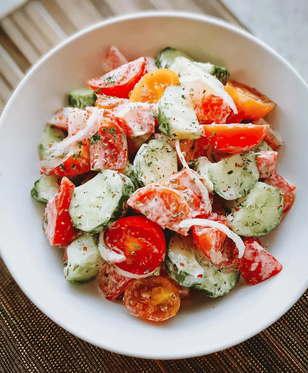 Creamy Cucumber Tomato Salad with Fresh Herbs