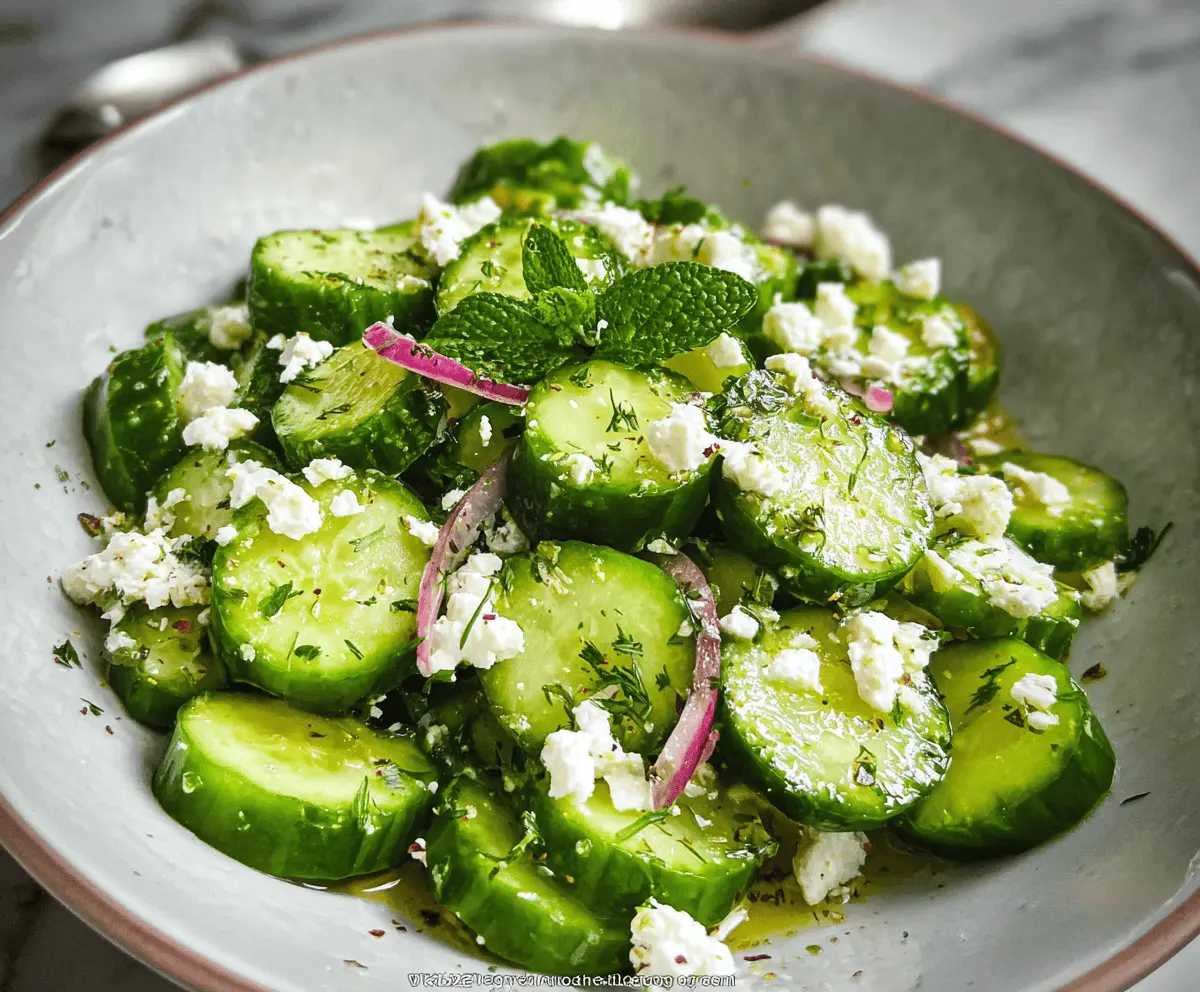 Fresh Cucumber Feta Salad with Mint and Lemon