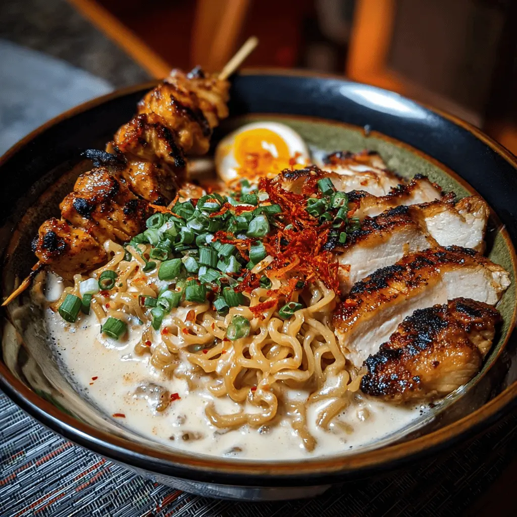 Spicy Chicken Ramen with Creamy Garlic Sauce