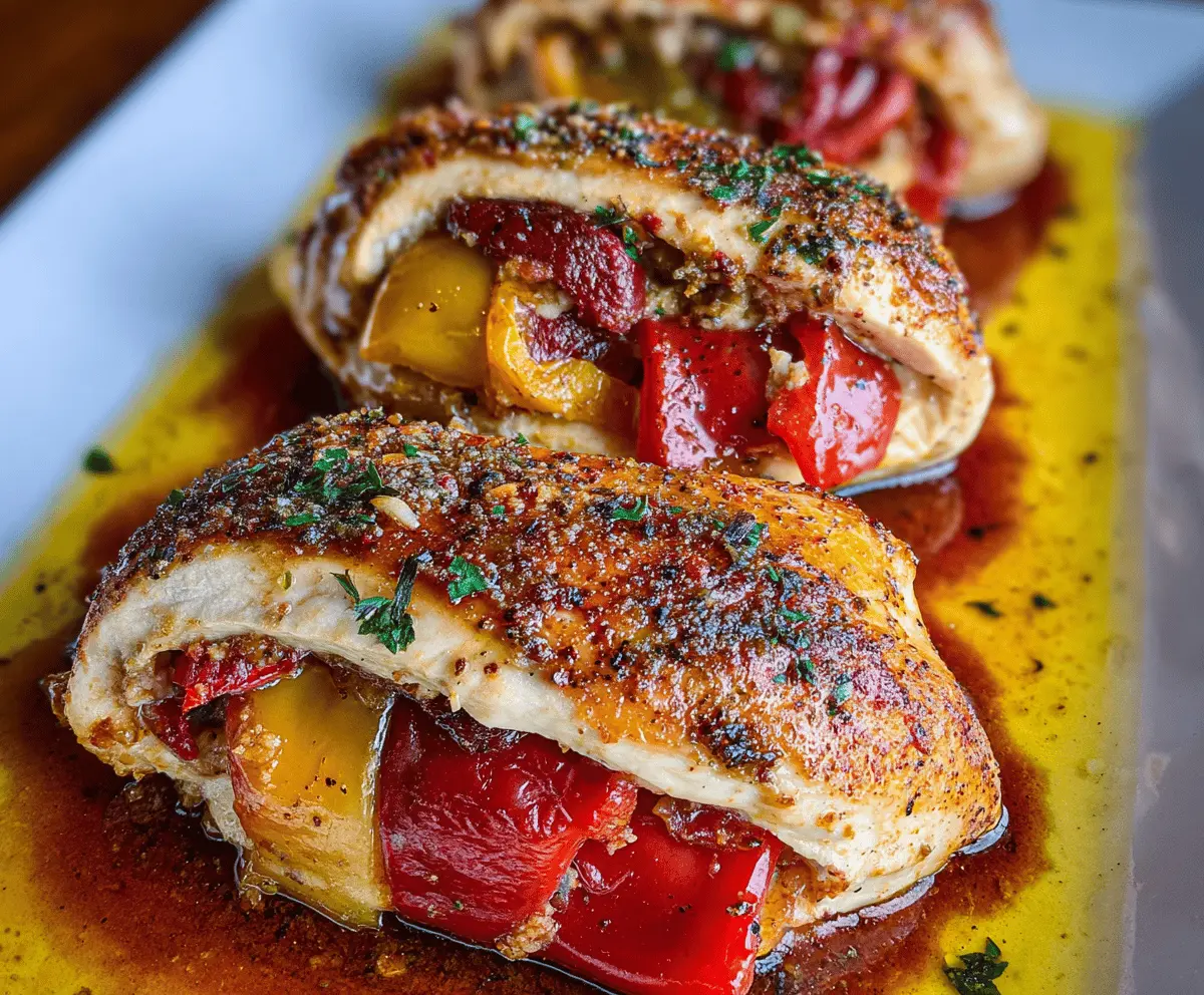 Easy Stuffed Chicken Breast with Roasted Peppers