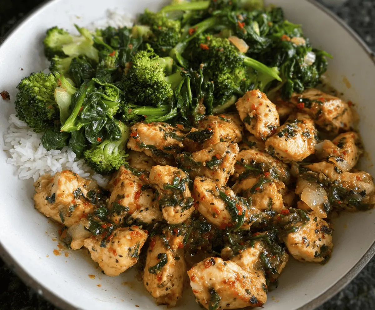 Easy Garlic Chicken with Broccoli and Spinach