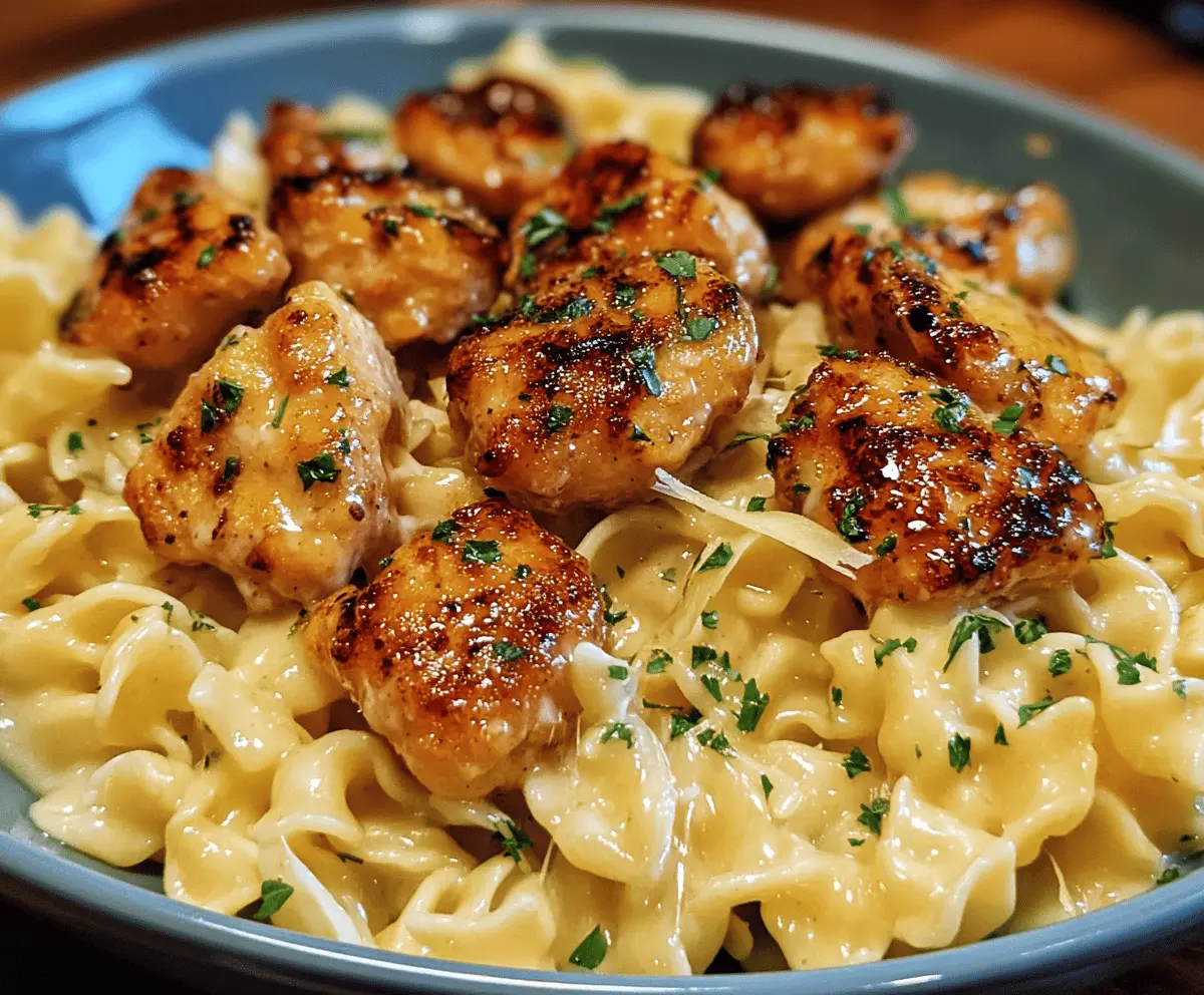 Garlic Butter Chicken Bites with Creamy Parmesan Pasta