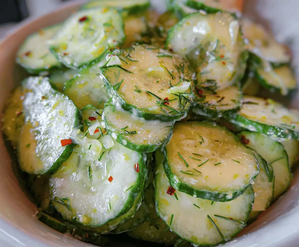 Easy Pickle Juice Ranch Cucumber Salad Recipe