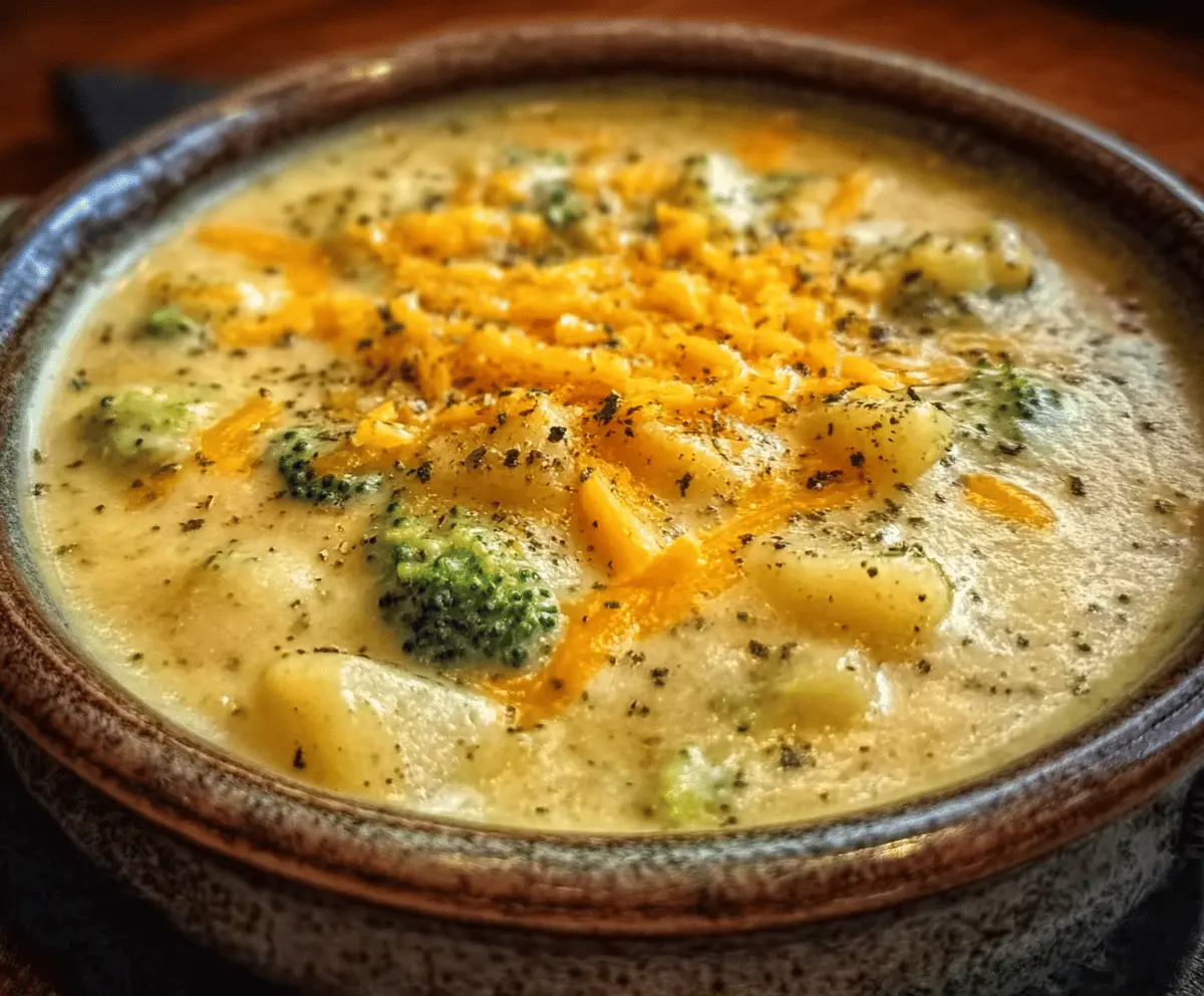 Easy Crock Pot Potato Broccoli Cheddar Soup
