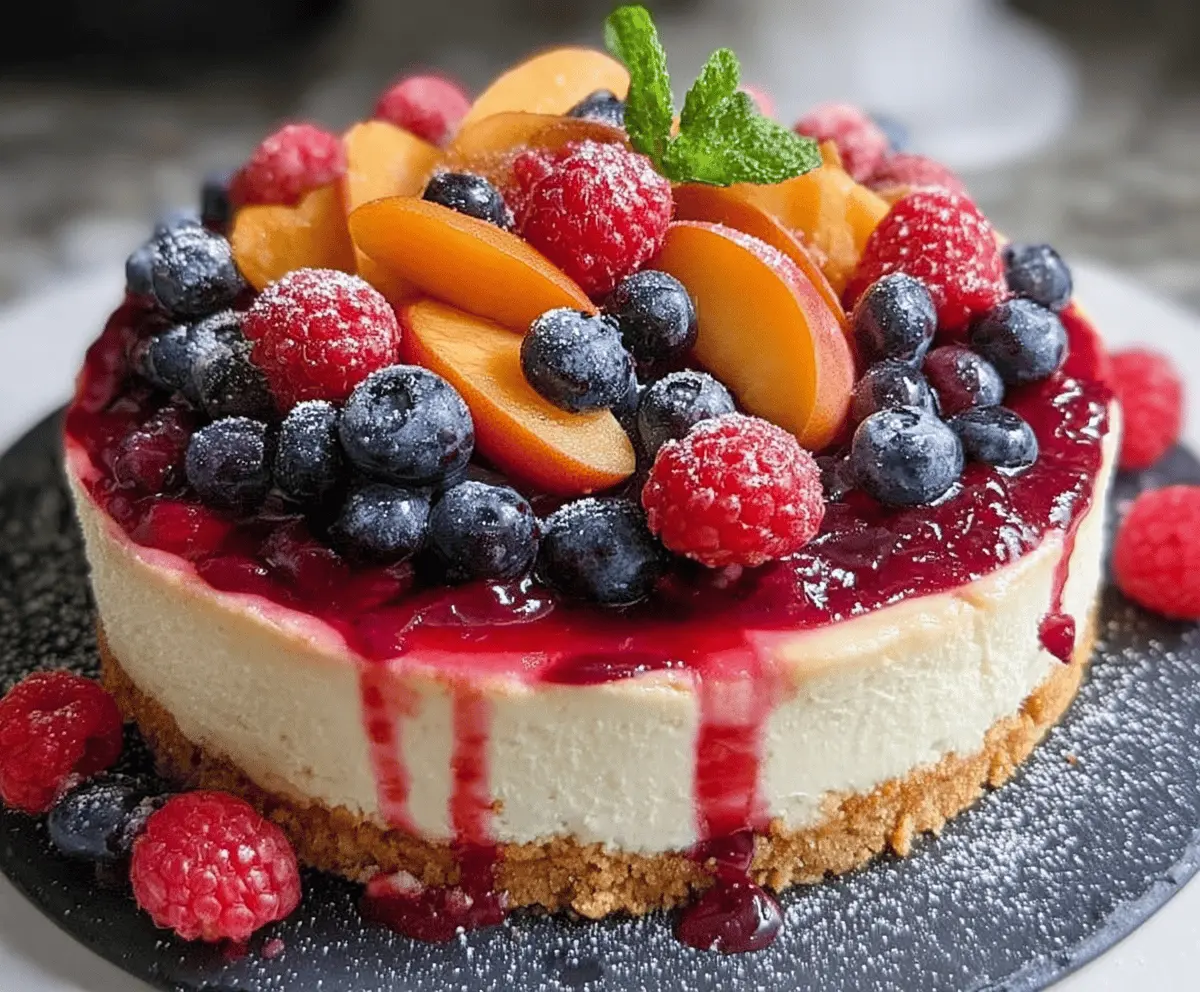 Fresh Summer Berry and Peach Cheesecake Recipe