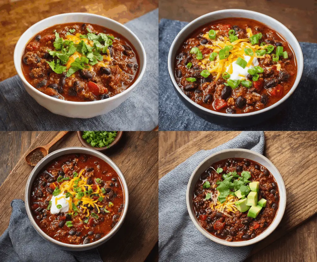 Hearty black bean chili topped with fresh cilantro and diced onions in a rustic bowl, perfect for a flavorful and comforting meal.