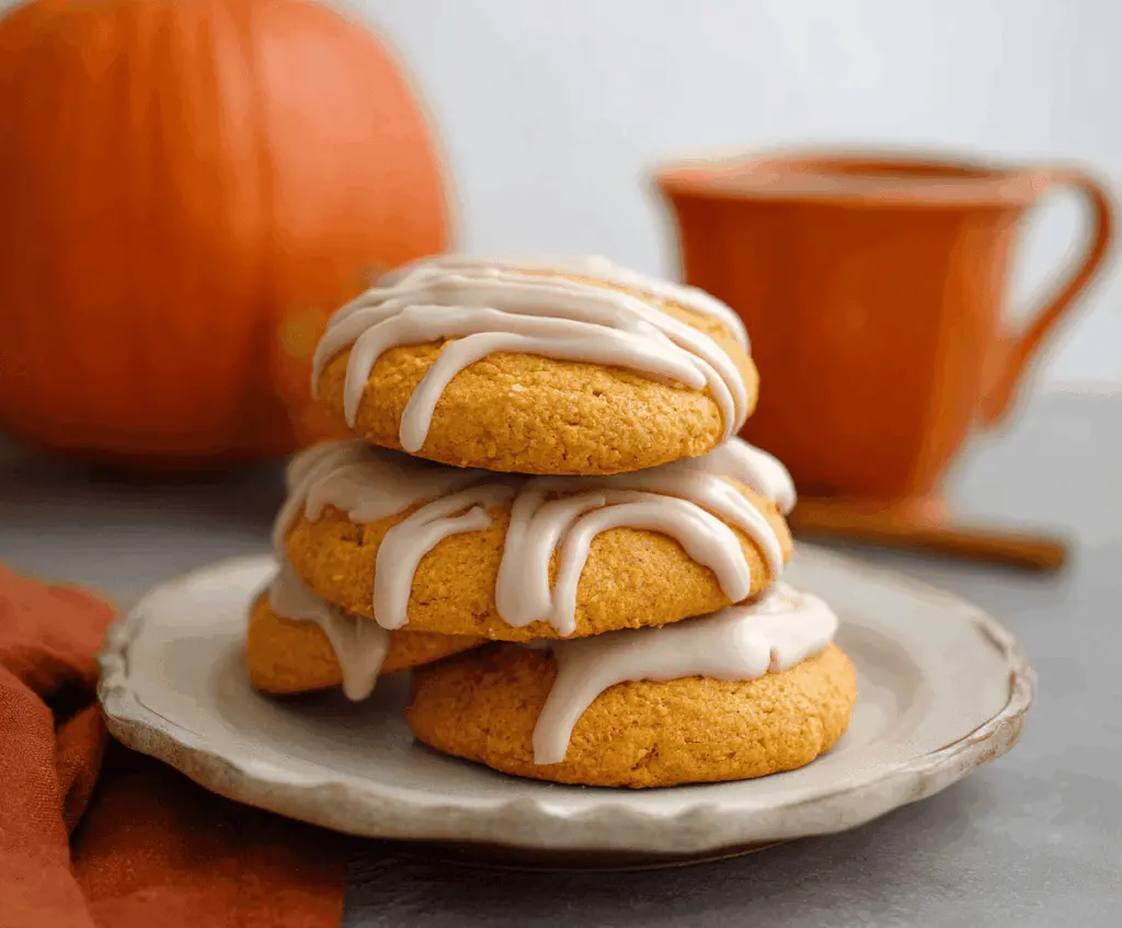 Delicious pumpkin frosted cookies with festive orange icing and sprinkles, perfect for fall celebrations and Halloween treats
