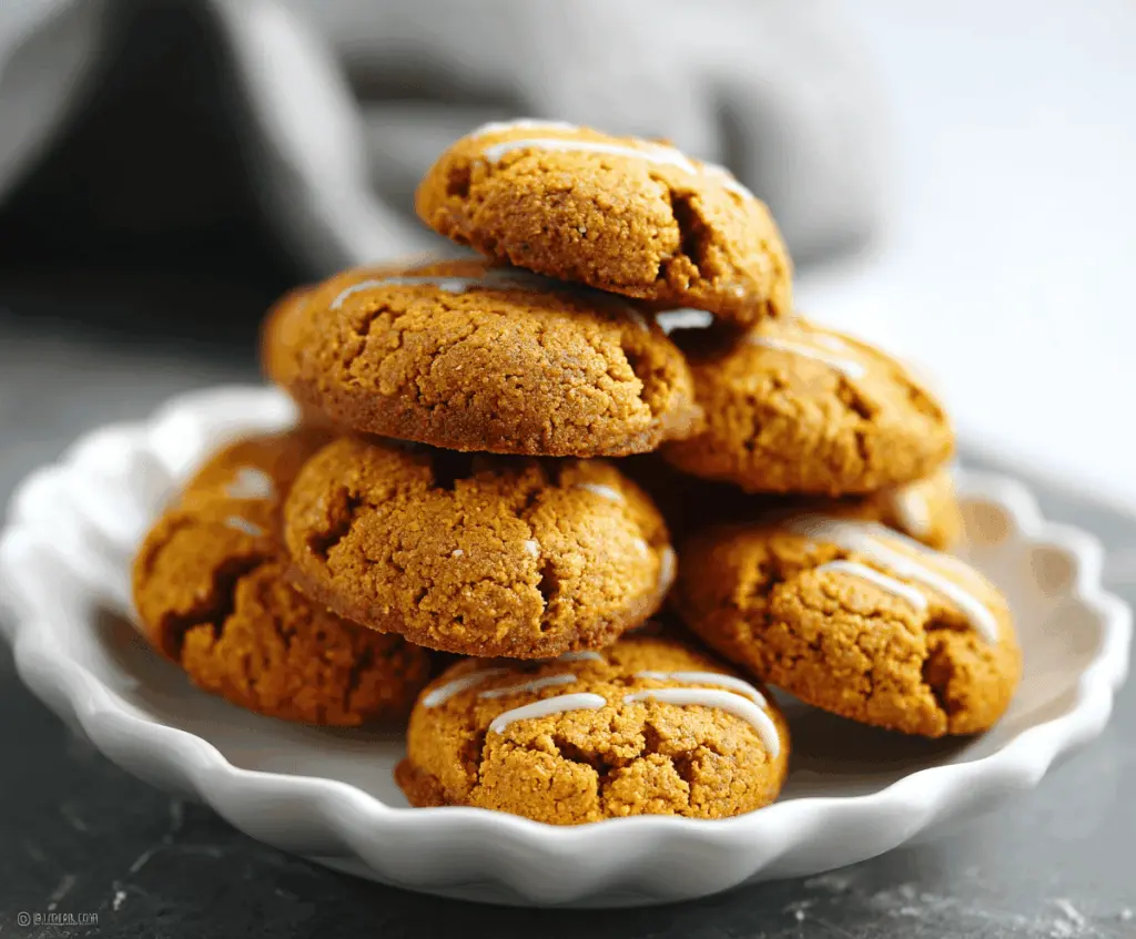 Delicious homemade pumpkin protein cookies on a plate, perfect for a healthy snack and post-workout treat.