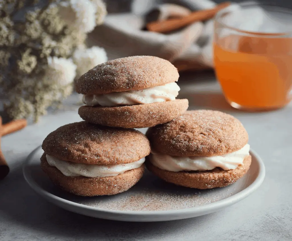 Delicious homemade apple cider whoopie pies with creamy filling, perfect for fall desserts