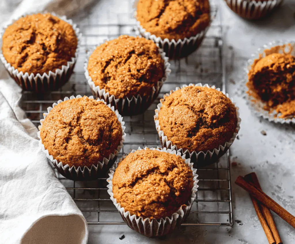 Delicious homemade Maple Spice Pumpkin Muffins topped with a sprinkle of cinnamon, perfect for fall breakfast or snack