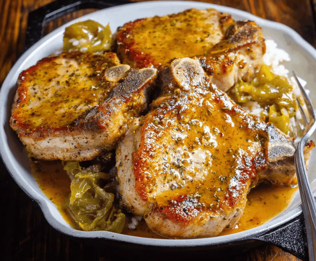 Juicy Mississippi Pork Chops cooked with smoky spices and served with sides on a plate, perfect for a flavorful dinner.