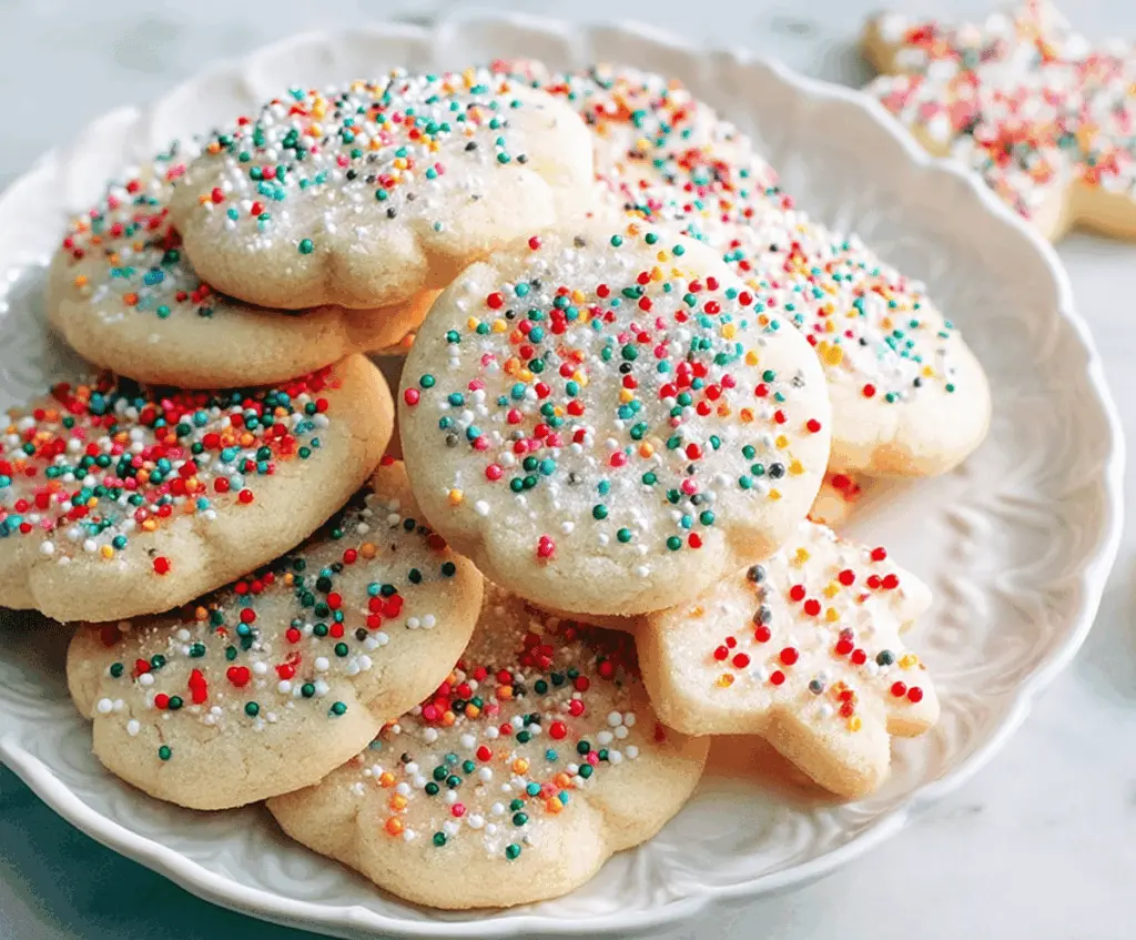 Delicious homemade 3-ingredient sugar cookies on a baking tray.