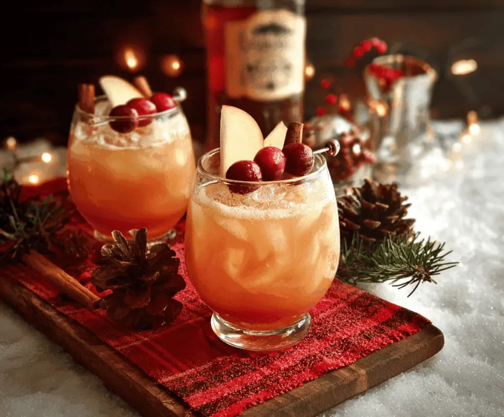 Festive Christmas Bourbon Cocktails served in elegant glasses with garnishes for holiday celebrations.