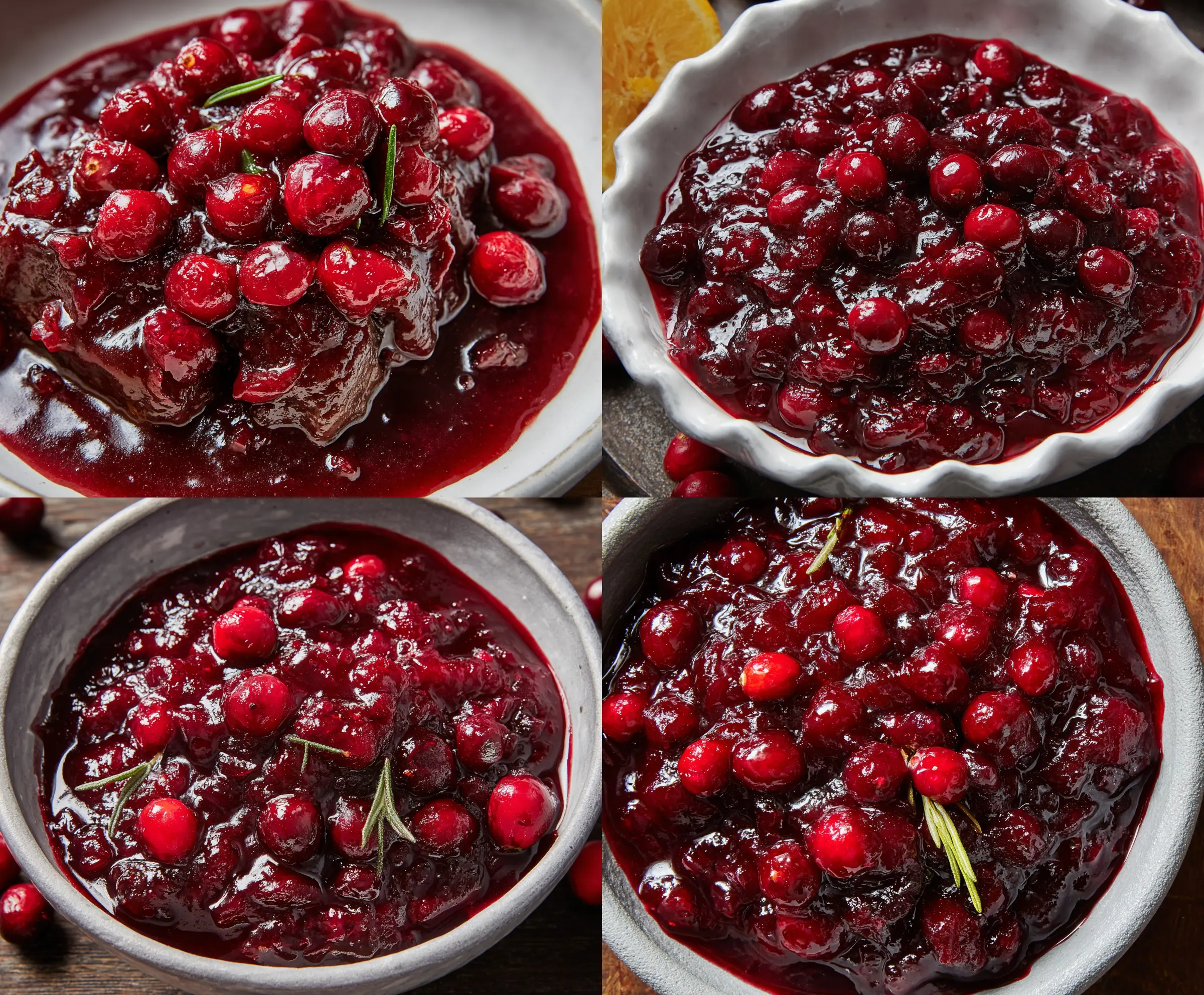 Delicious cranberry red wine sauce drizzled over a festive dish, perfect for holiday celebrations.