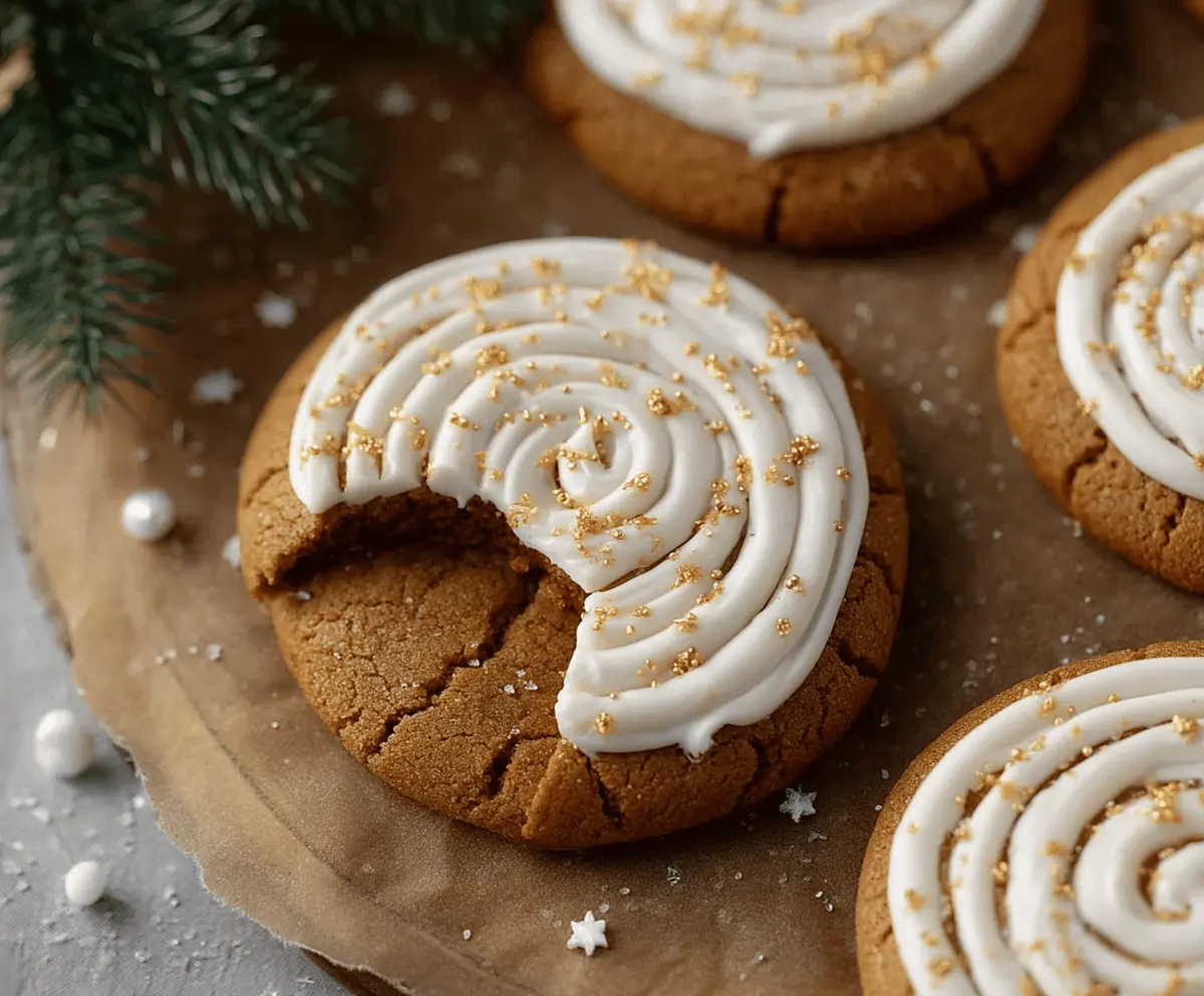 Delicious Crumbl Gingerbread Cookies with a festive holiday look and spiced aroma.