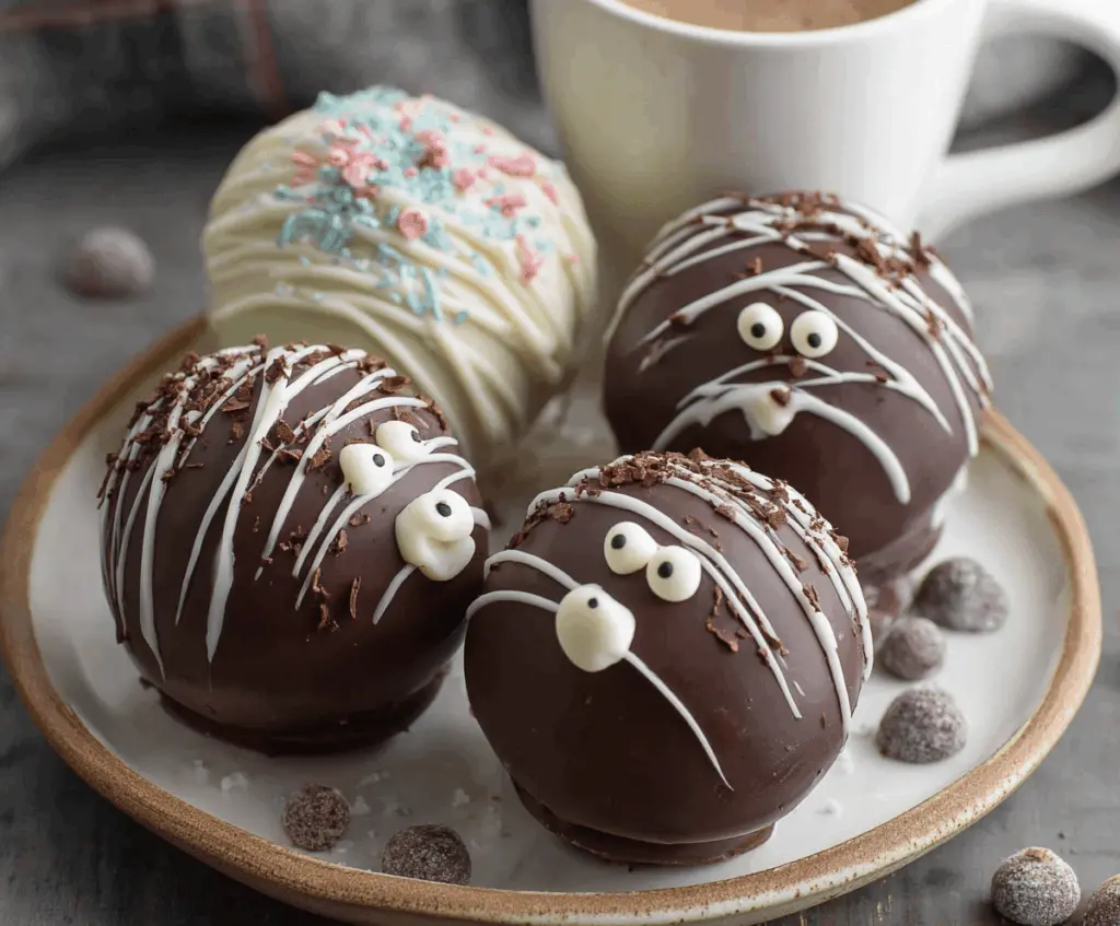 Delicious hot chocolate bombs overflowing with rich chocolate and marshmallows