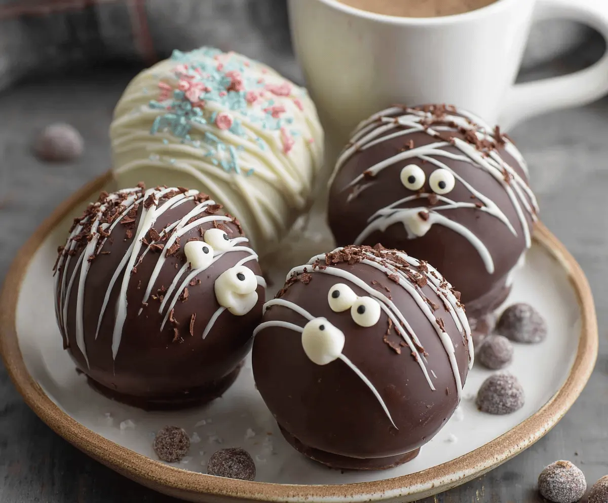 Delicious hot chocolate bombs overflowing with rich chocolate and marshmallows