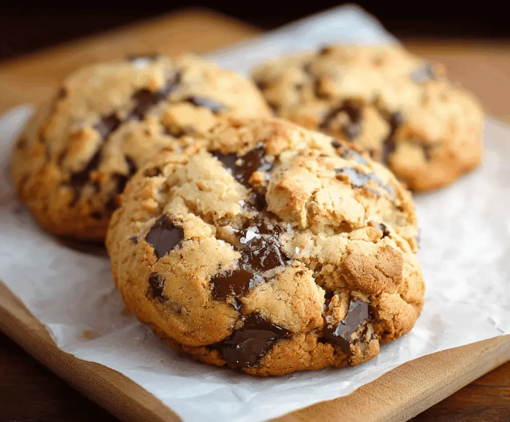 Delicious Levain Bakery-style chocolate chip cookies fresh out of the oven showcasing gooey chocolate chips.
