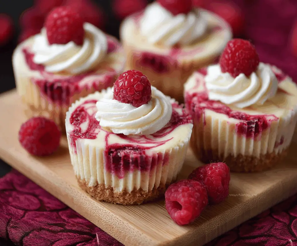 Delicious Raspberry Cheesecake Cupcakes garnished with fresh raspberries and a smooth cream cheese frosting.