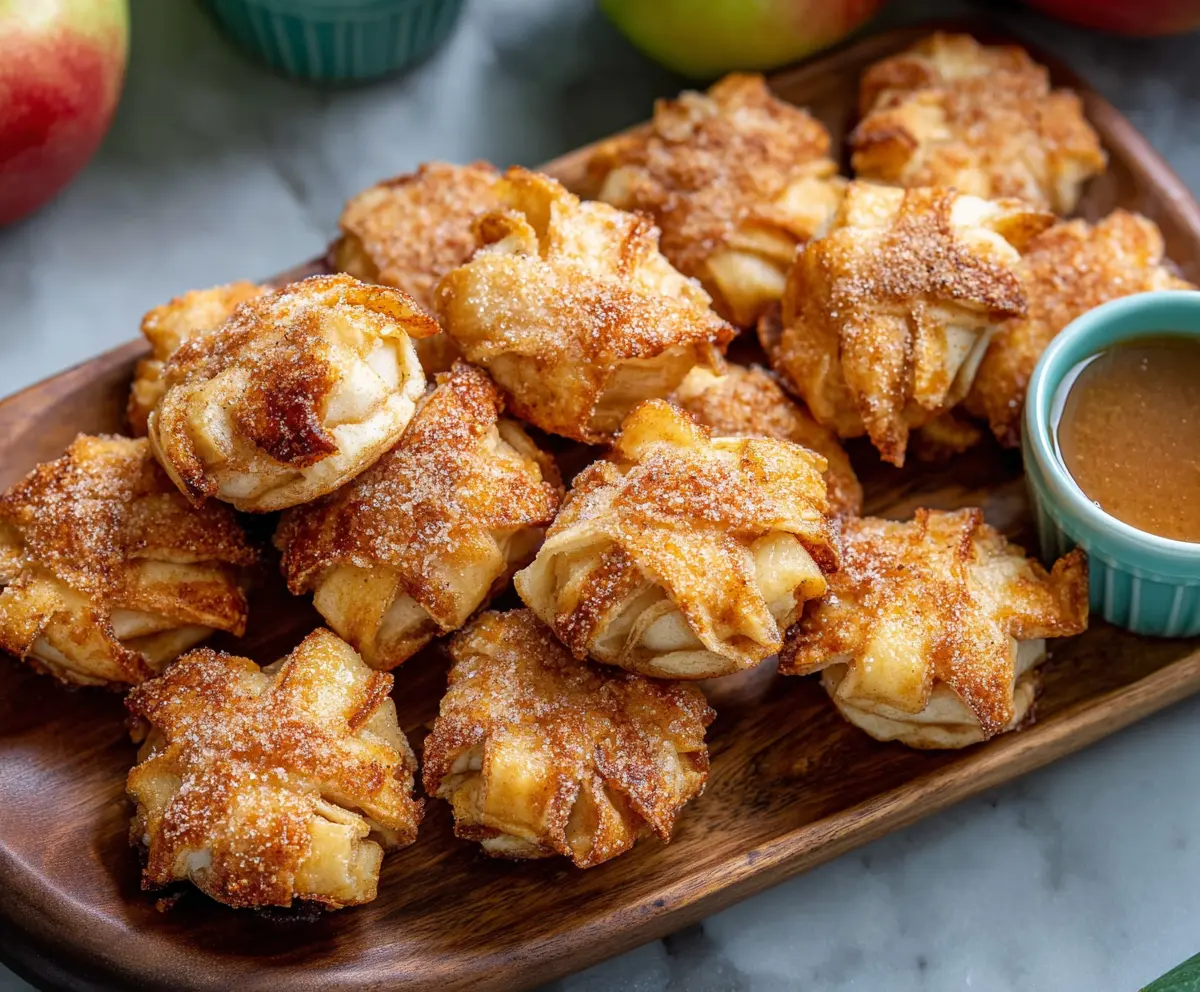 Golden Apple Pie Bites with flaky crust and cinnamon filling, perfect for dessert or snacks.
